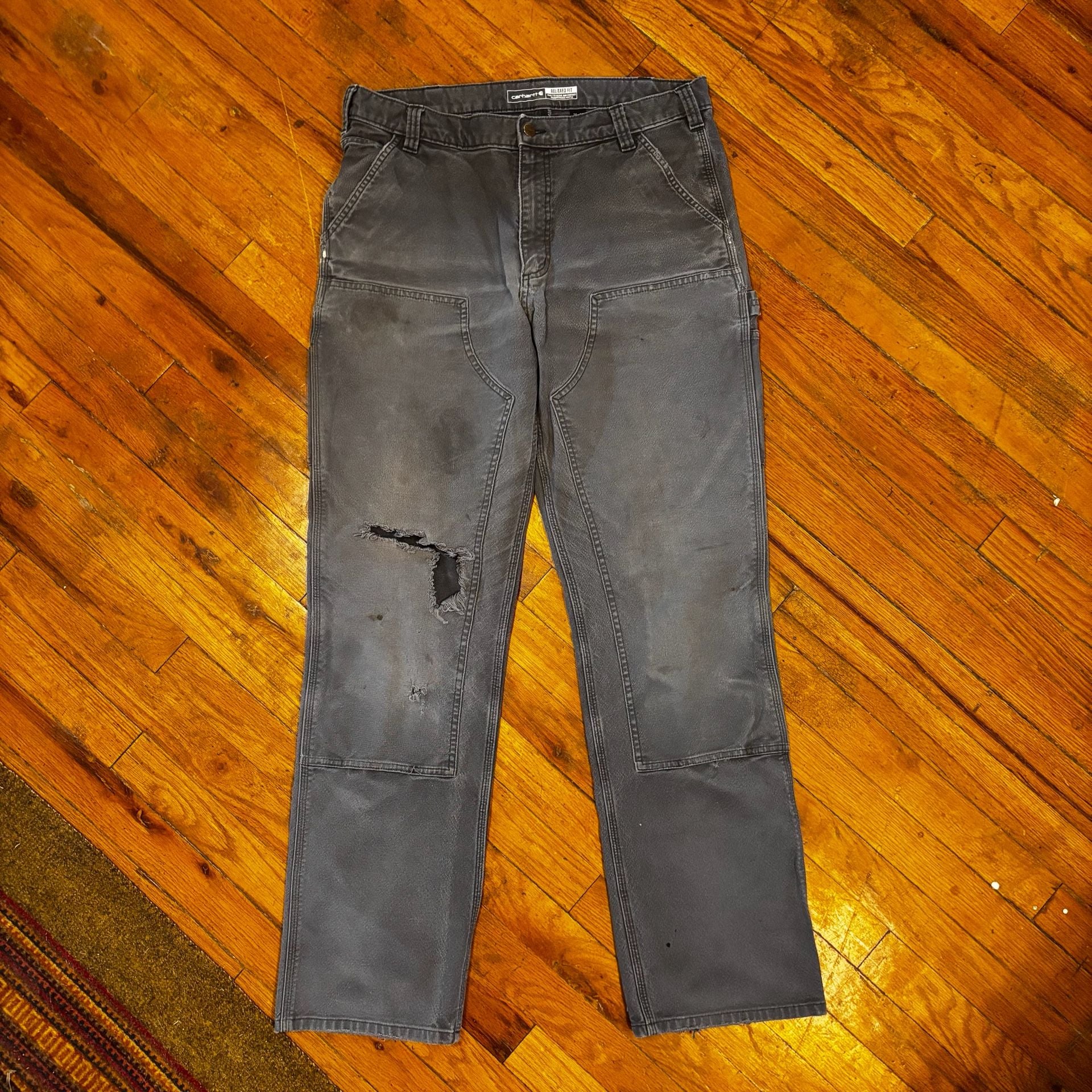 Carhartt 103334 Double Knee Work Pants 36x36 Relaxed Fit DISTRESSED 2