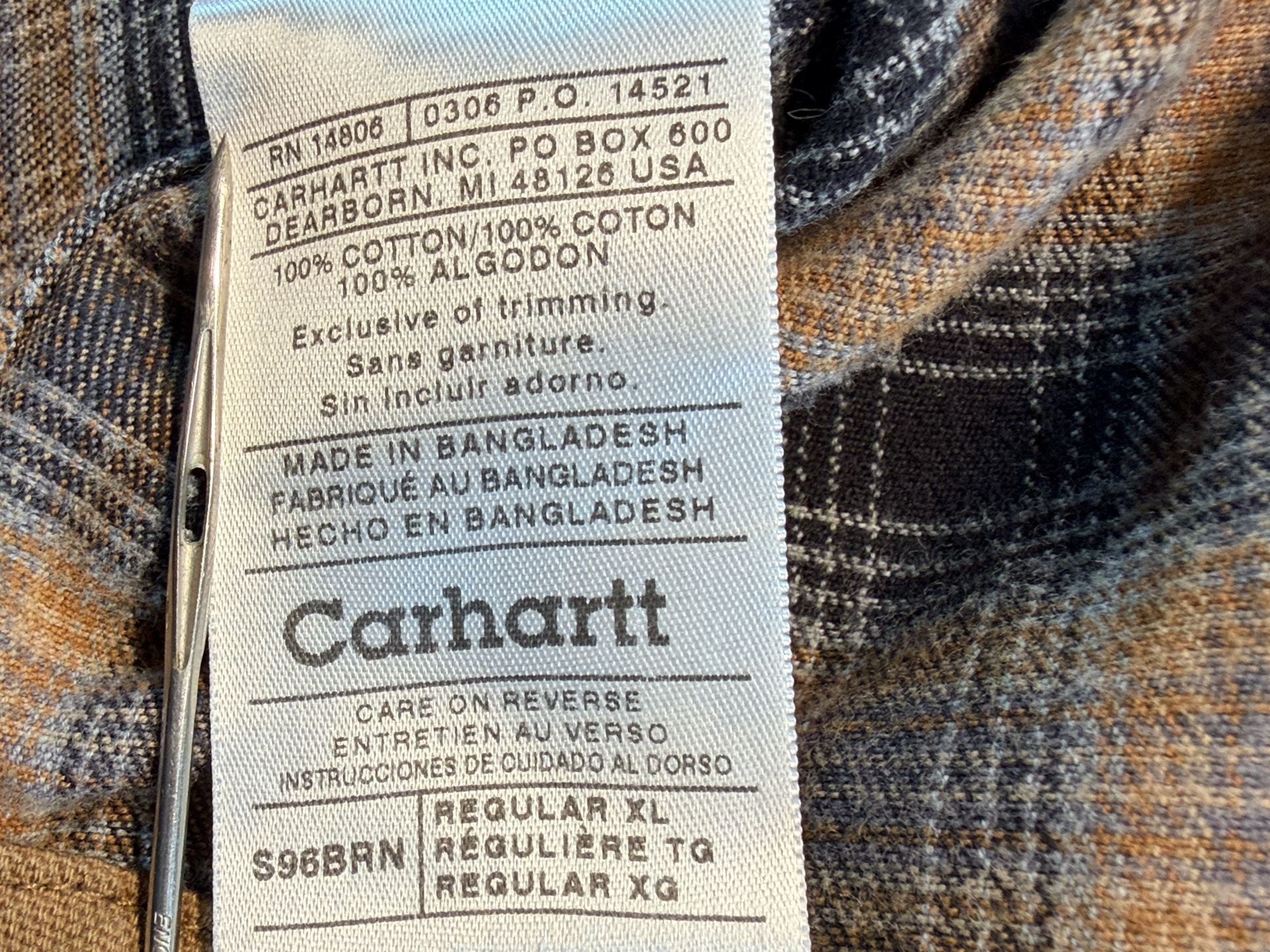 Carhartt S96BRN Lined Shirt Jacket XL Brown Flannel Lined Cotton Workwear 4