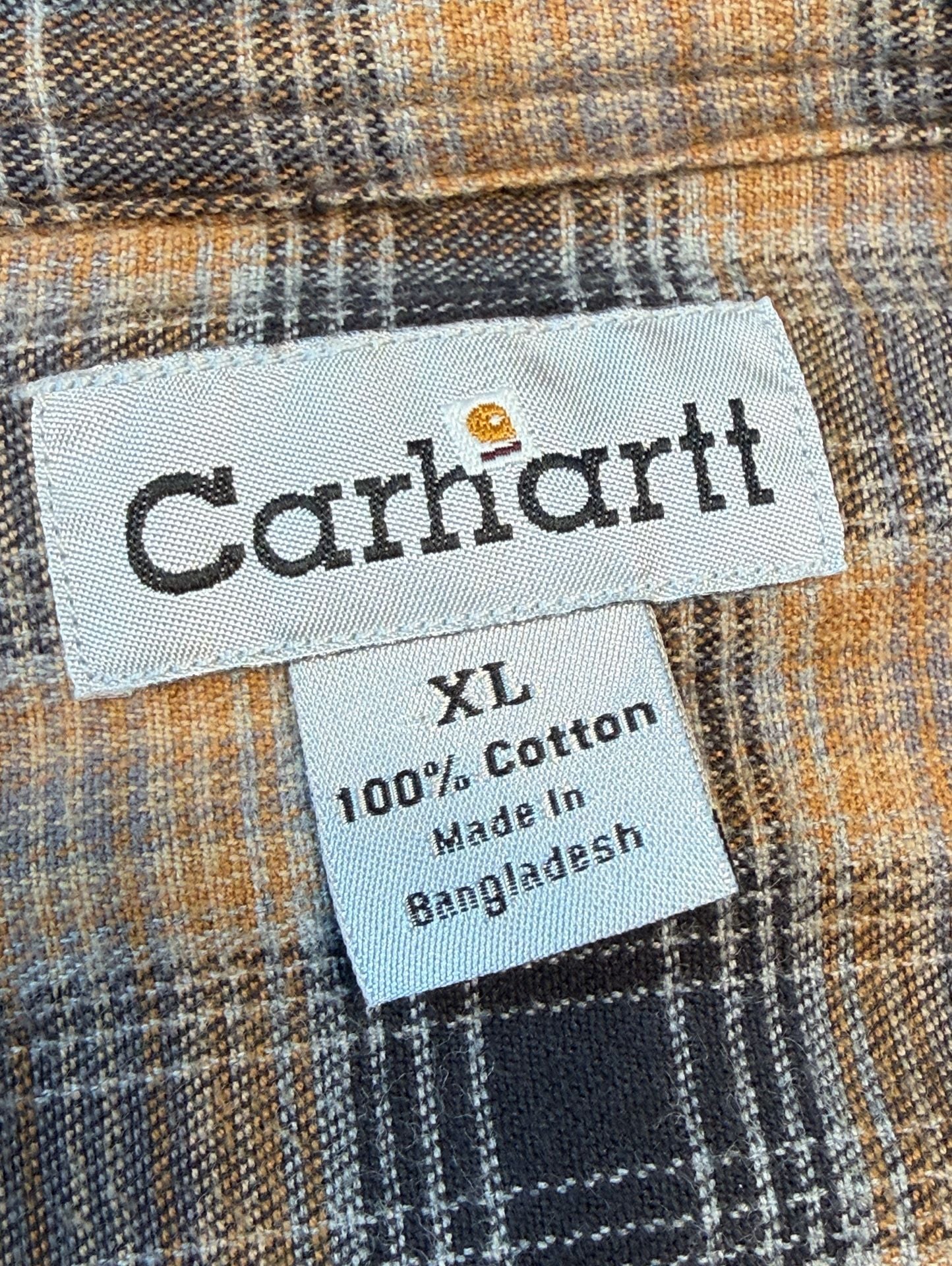 Carhartt S96BRN Lined Shirt Jacket XL Brown Flannel Lined Cotton Workwear 3