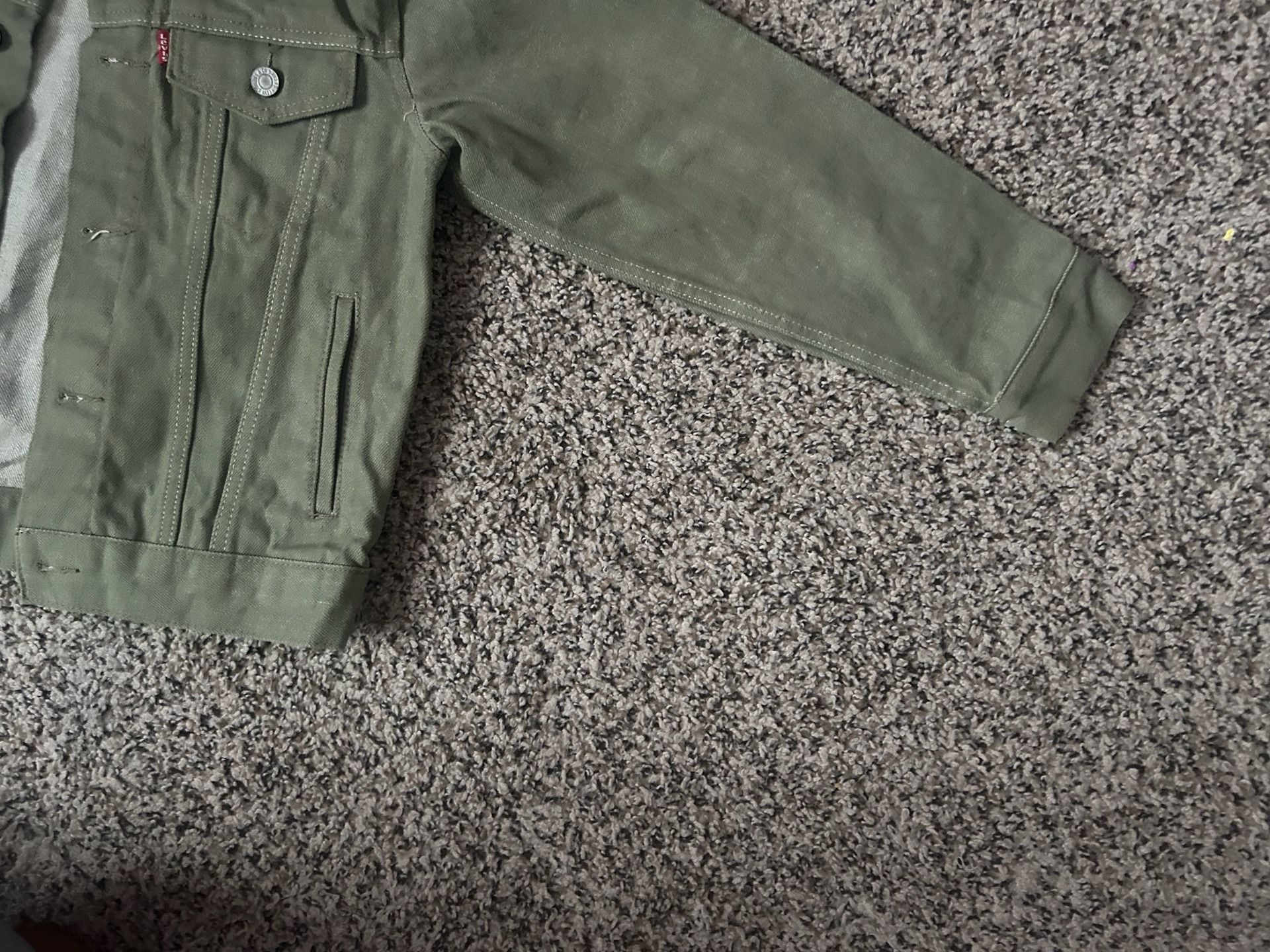 Levi's Trucker Jacket Size M Olive Green Denim 3