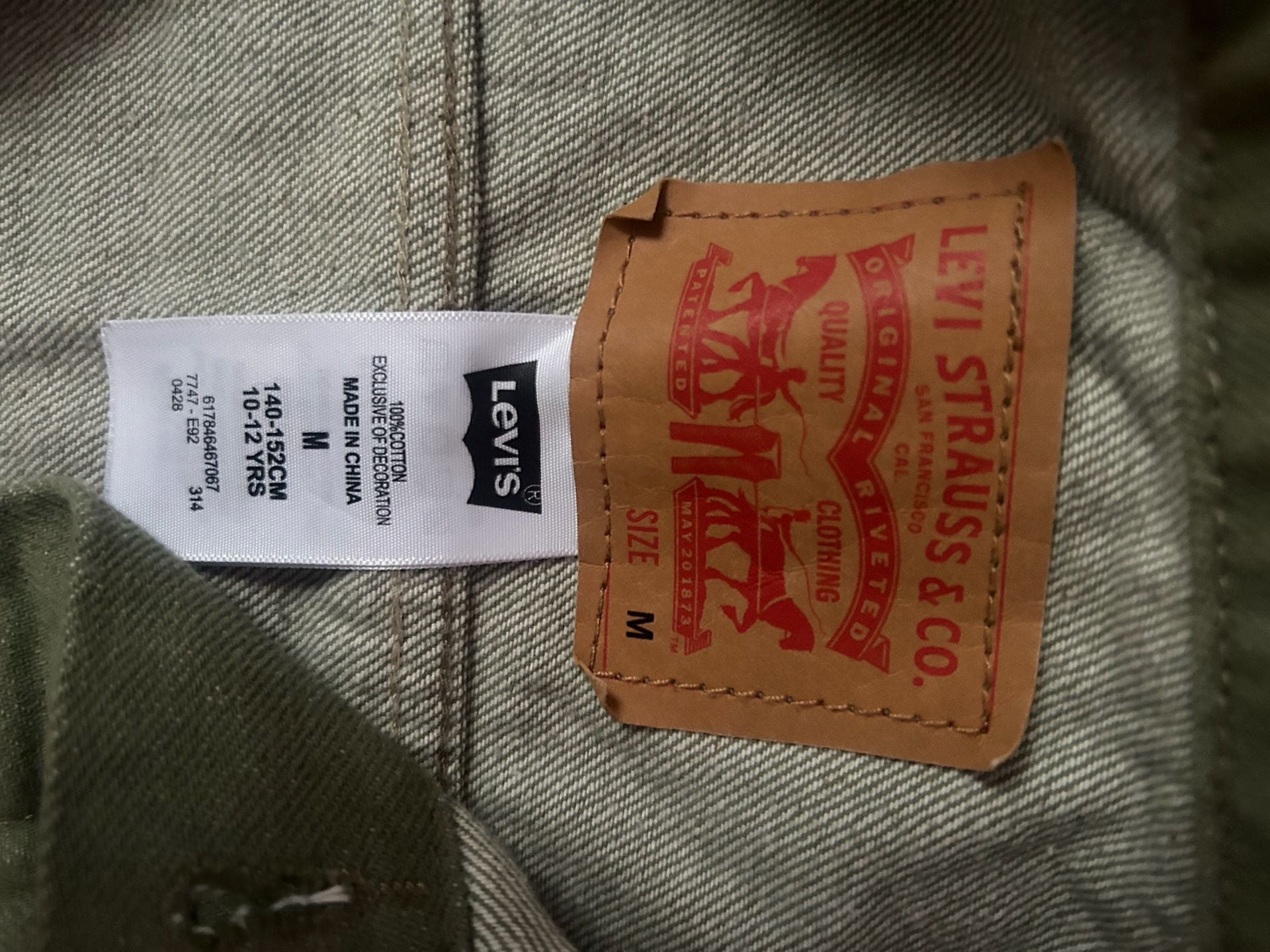 Levi's Trucker Jacket Size M Olive Green Denim 4