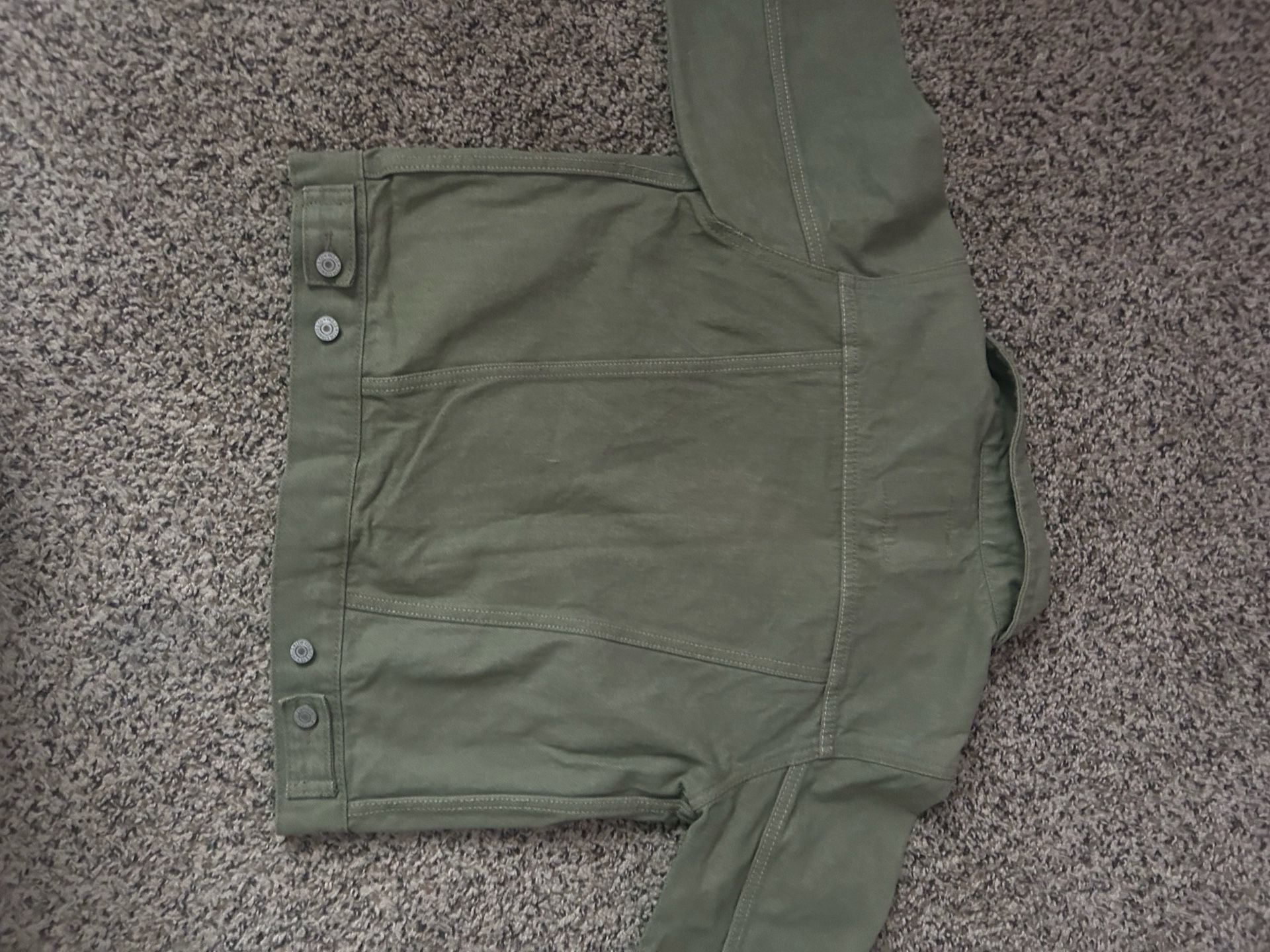 Levi's Trucker Jacket Size M Olive Green Denim 6
