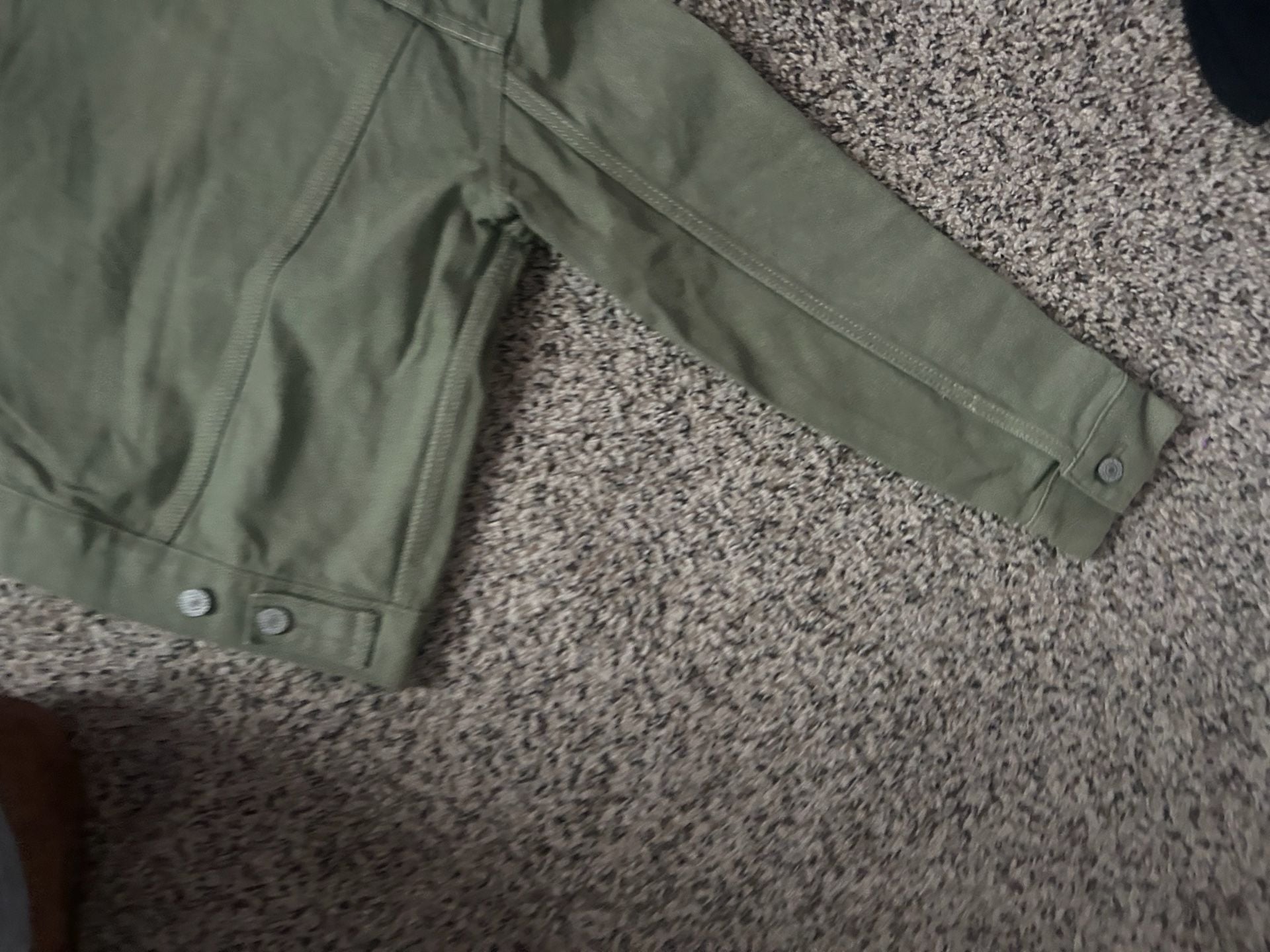Levi's Trucker Jacket Size M Olive Green Denim 7