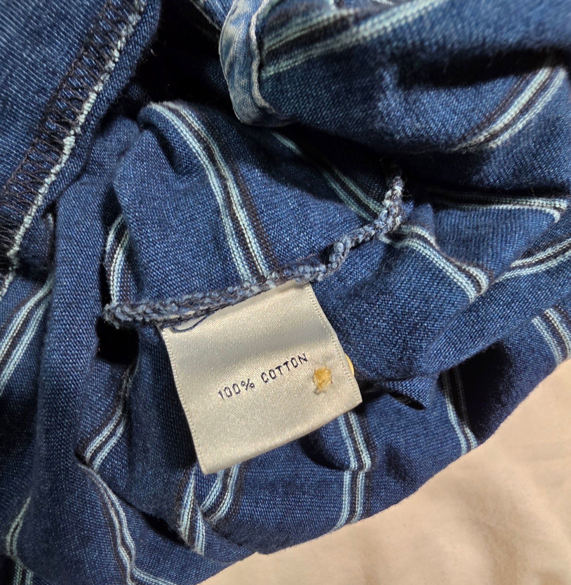 Peter Millar Striped Denim Polo Shirt Size XL Blue 5