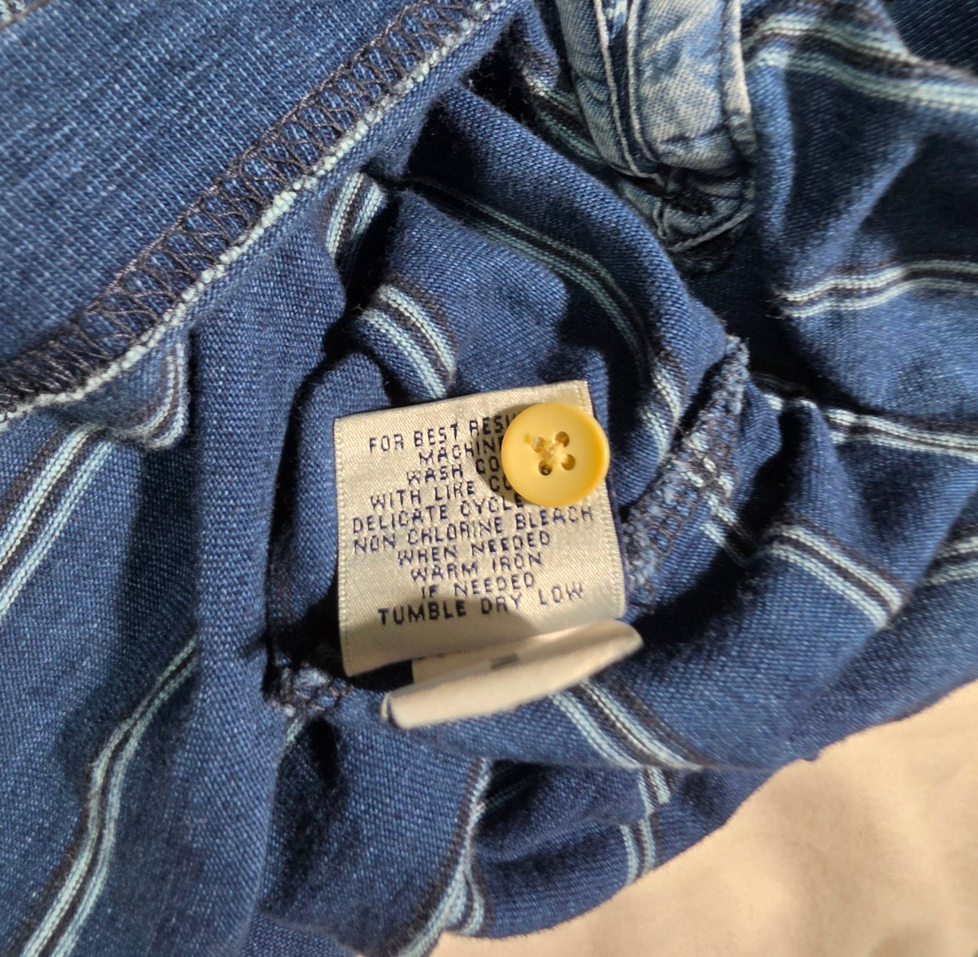 Peter Millar Striped Denim Polo Shirt Size XL Blue 6