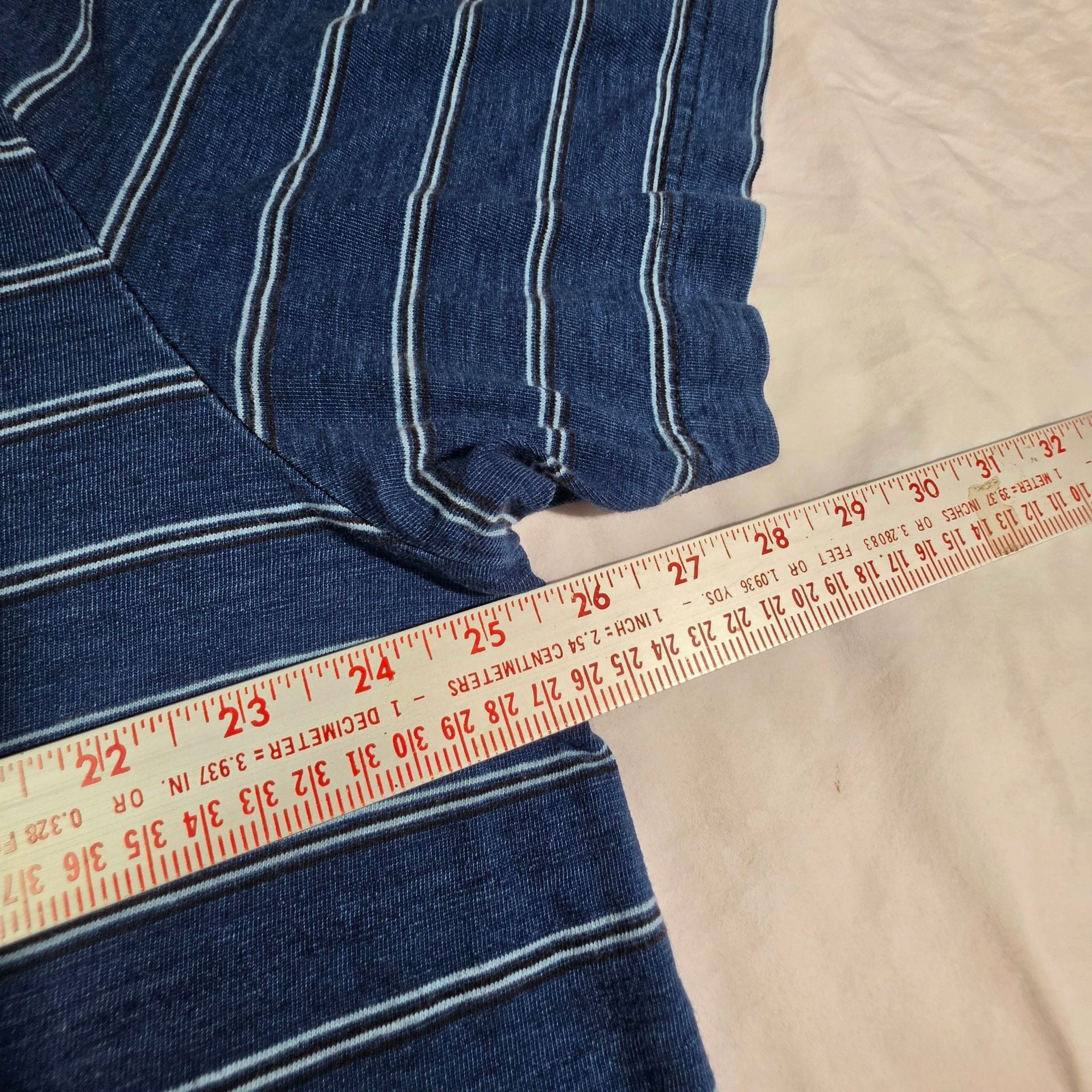 Peter Millar Striped Denim Polo Shirt Size XL Blue 7