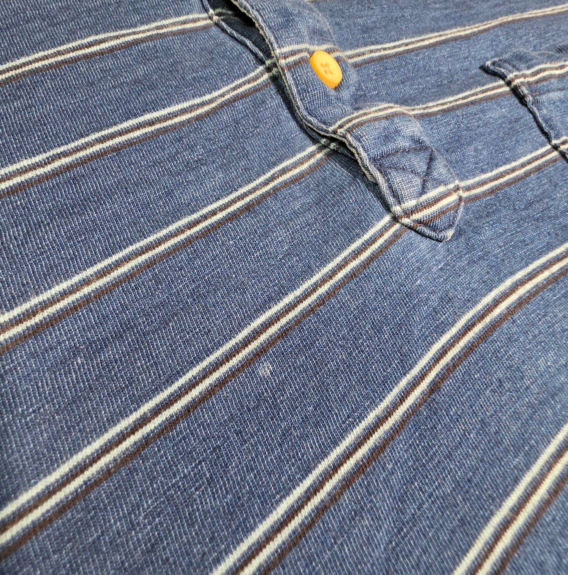 Peter Millar Striped Denim Polo Shirt Size XL Blue 9