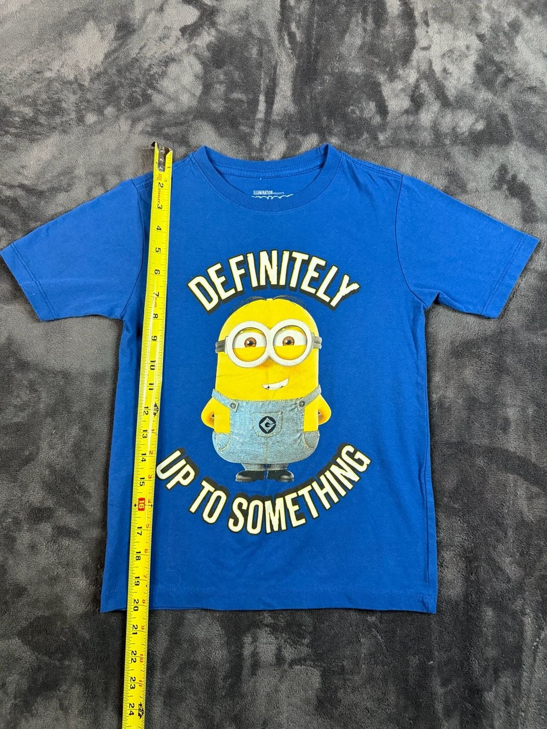 Kids Illumination Minions T-Shirt Size 6/7 Blue Definitely Up To Something#188 1
