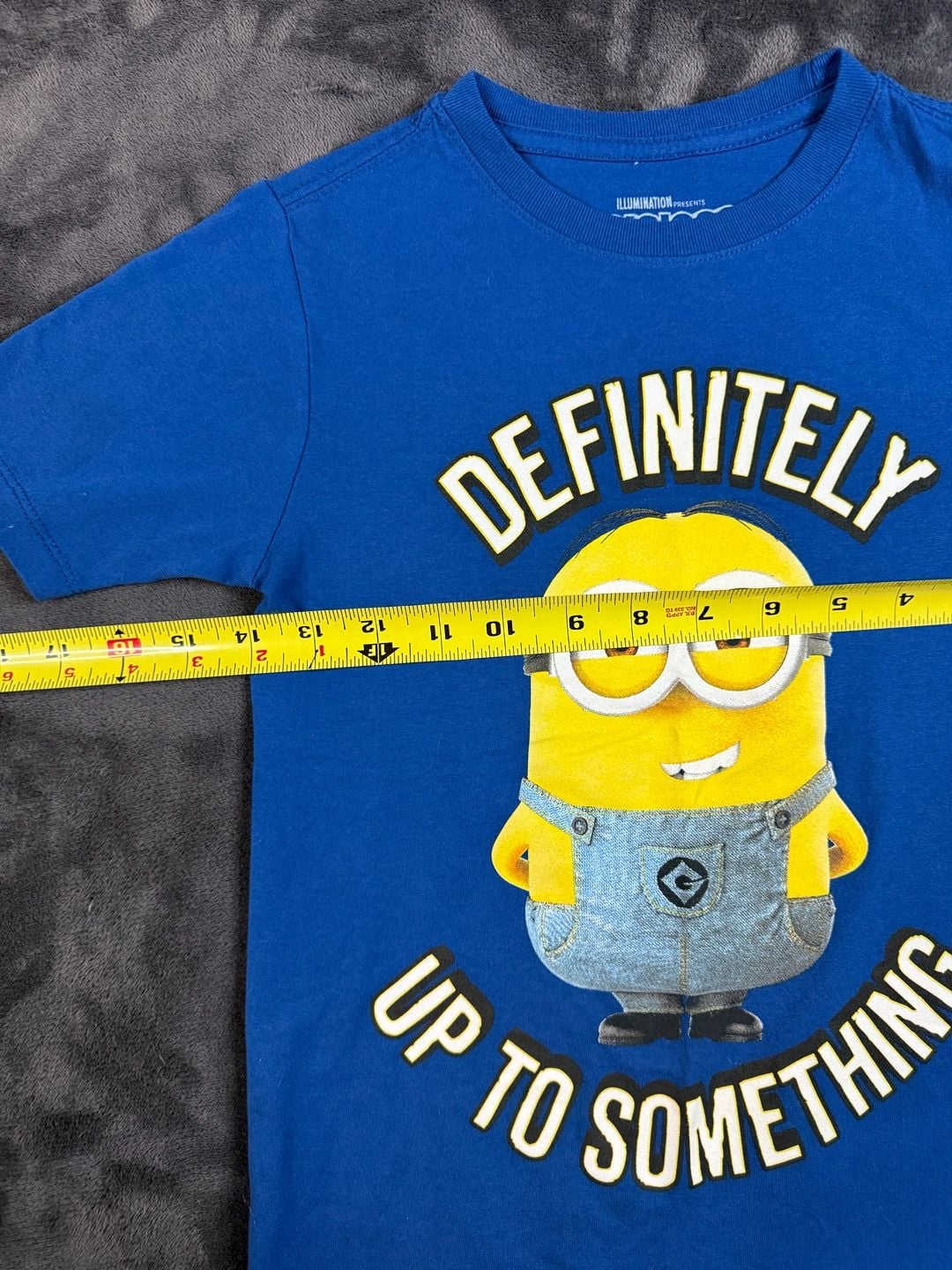 Kids Illumination Minions T-Shirt Size 6/7 Blue Definitely Up To Something#188 2