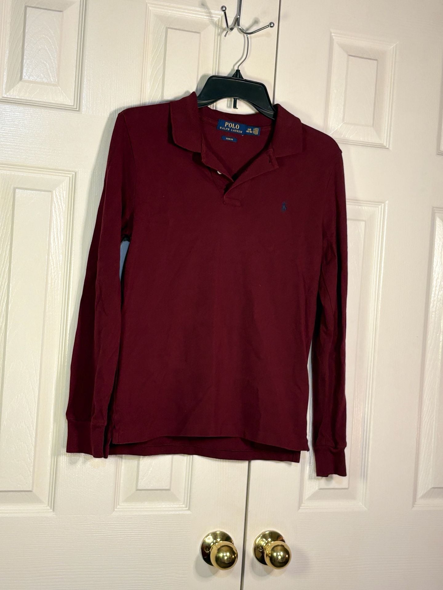 Polo Ralph Lauren Long Sleeve Polo Shirt Size L Youth (14-16) Burgundy 5
