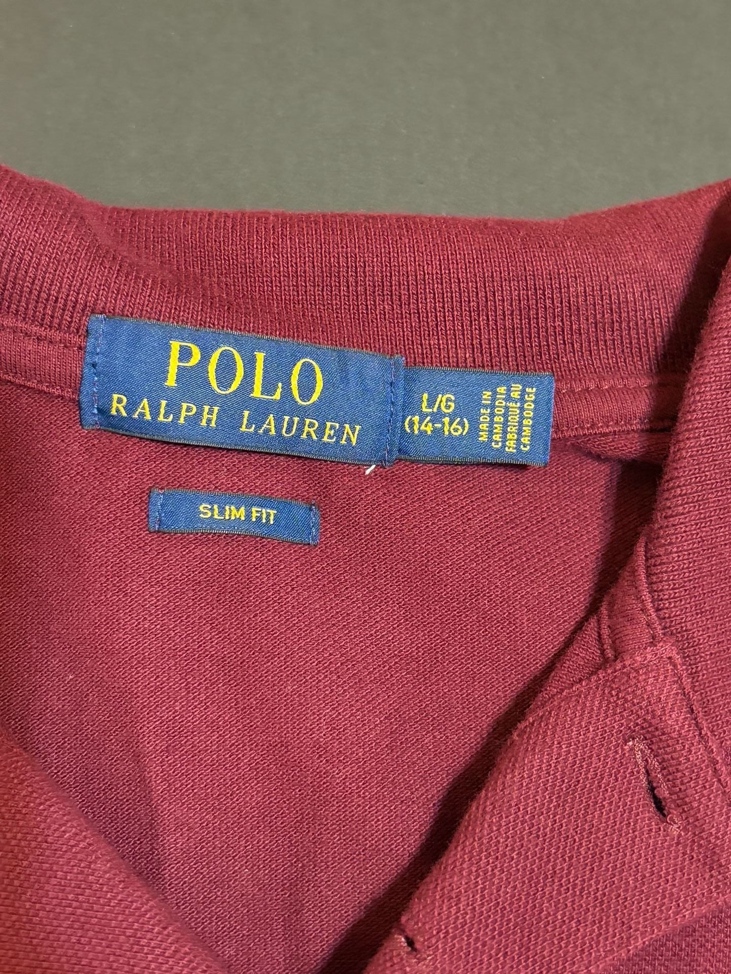Polo Ralph Lauren Long Sleeve Polo Shirt Size L Youth (14-16) Burgundy 3