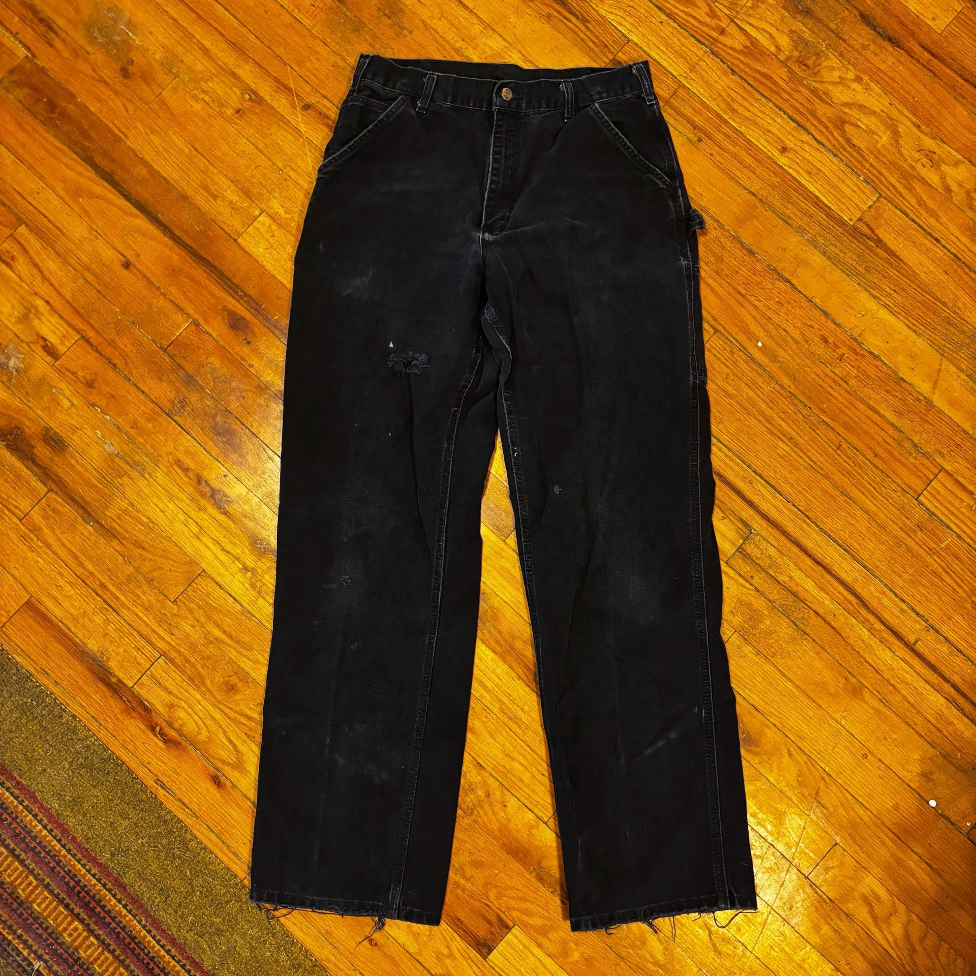 Vintage 2006 Carhartt Black Carpenter Pants 34x32 DISTRESSED 2