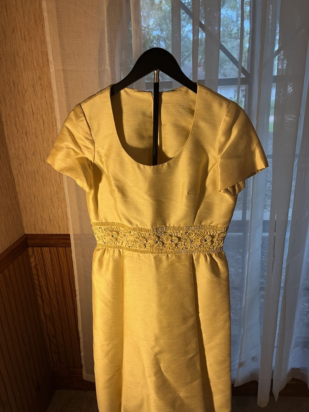Yellow Silk Dress And Jacket Set 6