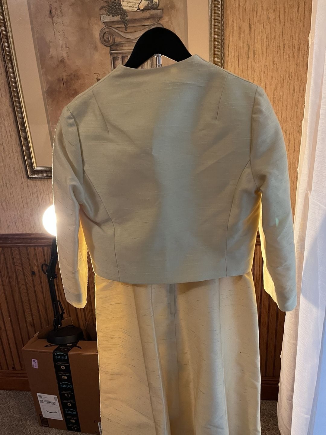Yellow Silk Dress And Jacket Set 8