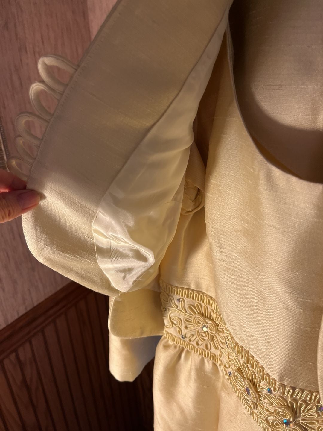 Yellow Silk Dress And Jacket Set 10