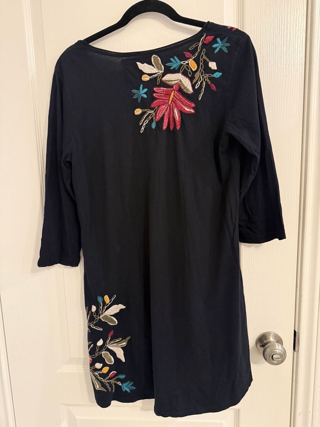 Johnny Was JWLA Embroidered Tunic Size M Black Floral Boho Western Dark Romance 5