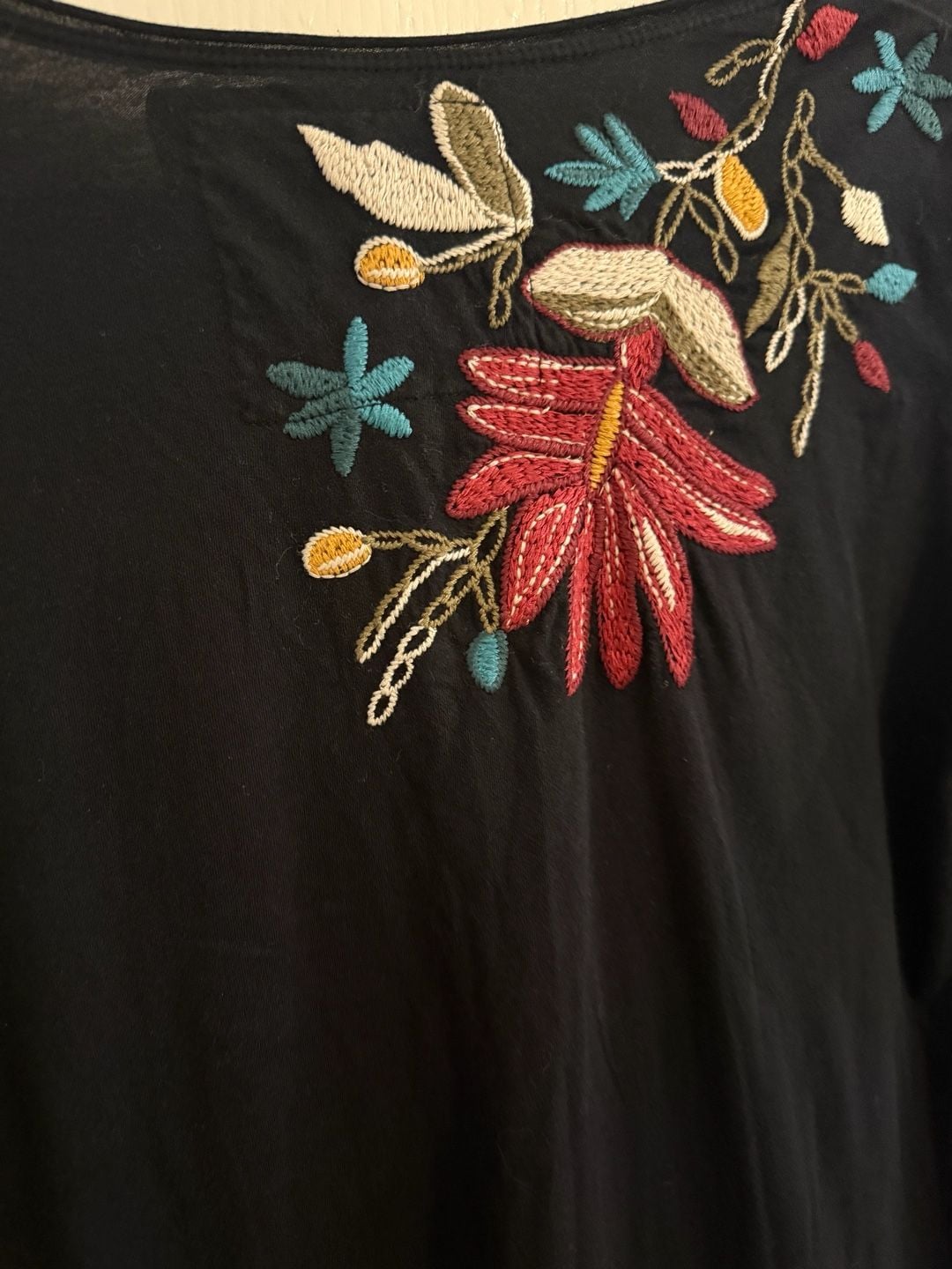 Johnny Was JWLA Embroidered Tunic Size M Black Floral Boho Western Dark Romance 6