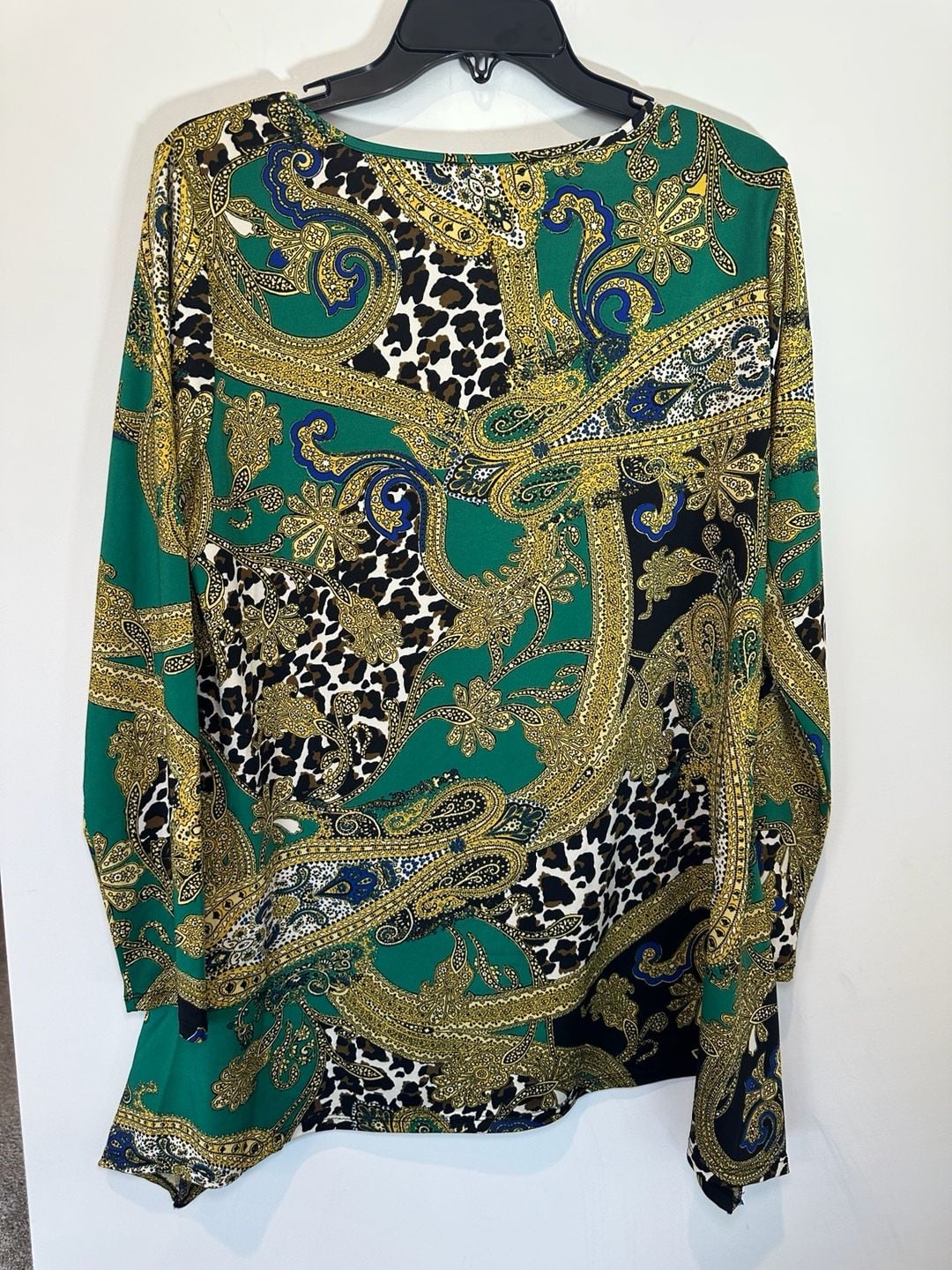 Melissa Paige Green Paisley Animal Print Long Sleeve Top Size L 7