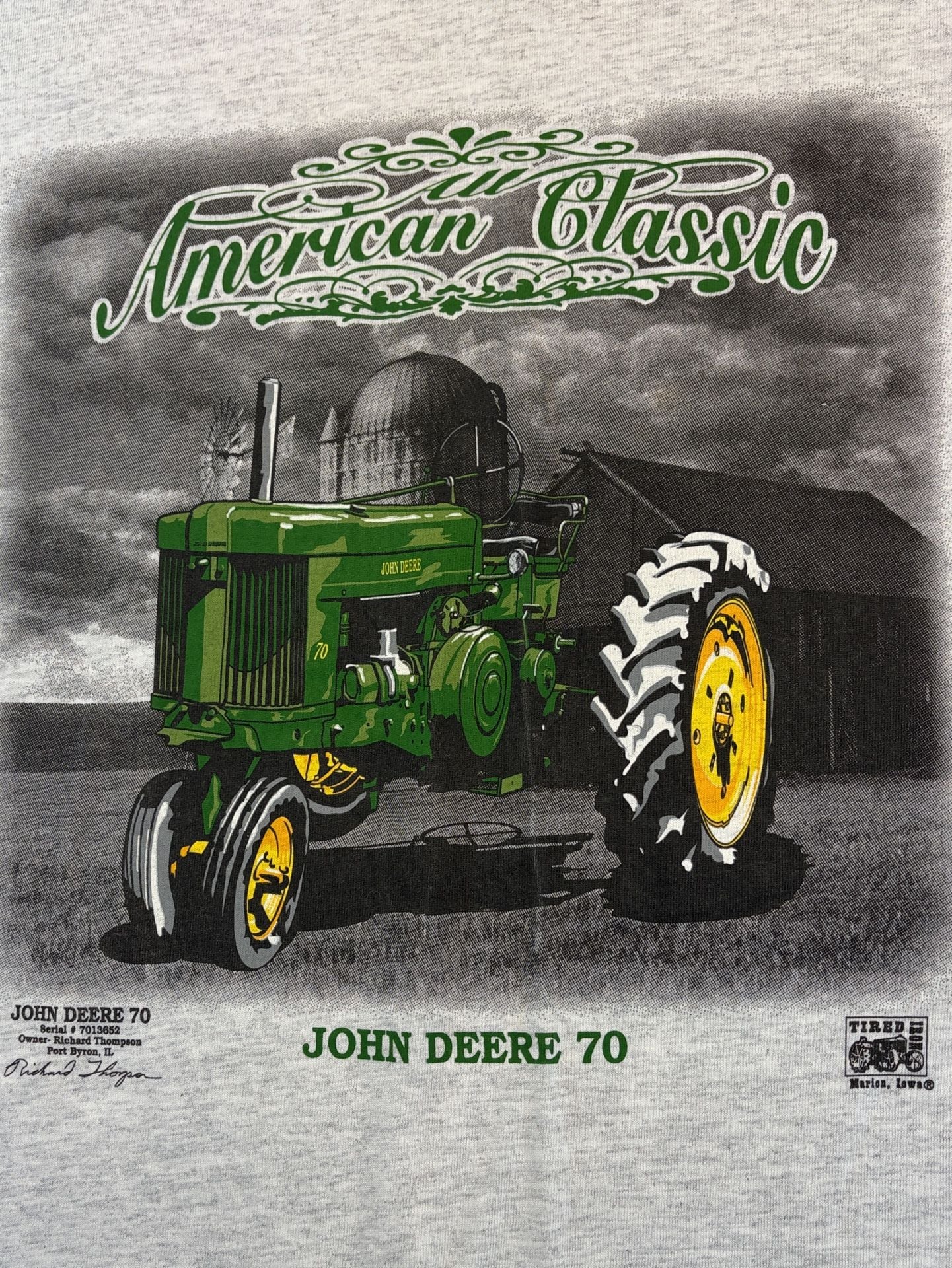 Tultex John Deere 70 Tractor American Classic T-Shirt Size X-Large Gray 3