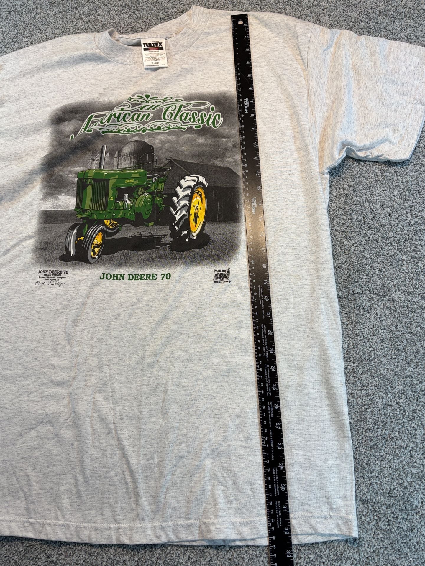 Tultex John Deere 70 Tractor American Classic T-Shirt Size X-Large Gray 7