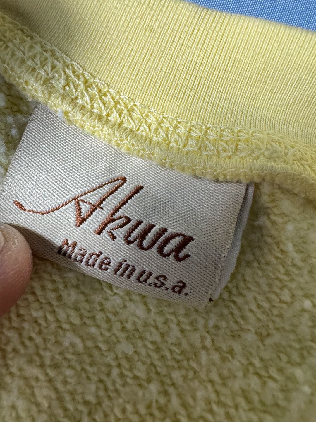 Vintage Akwa Crewneck Sweatshirt Yellow Made in U.S.A. 3