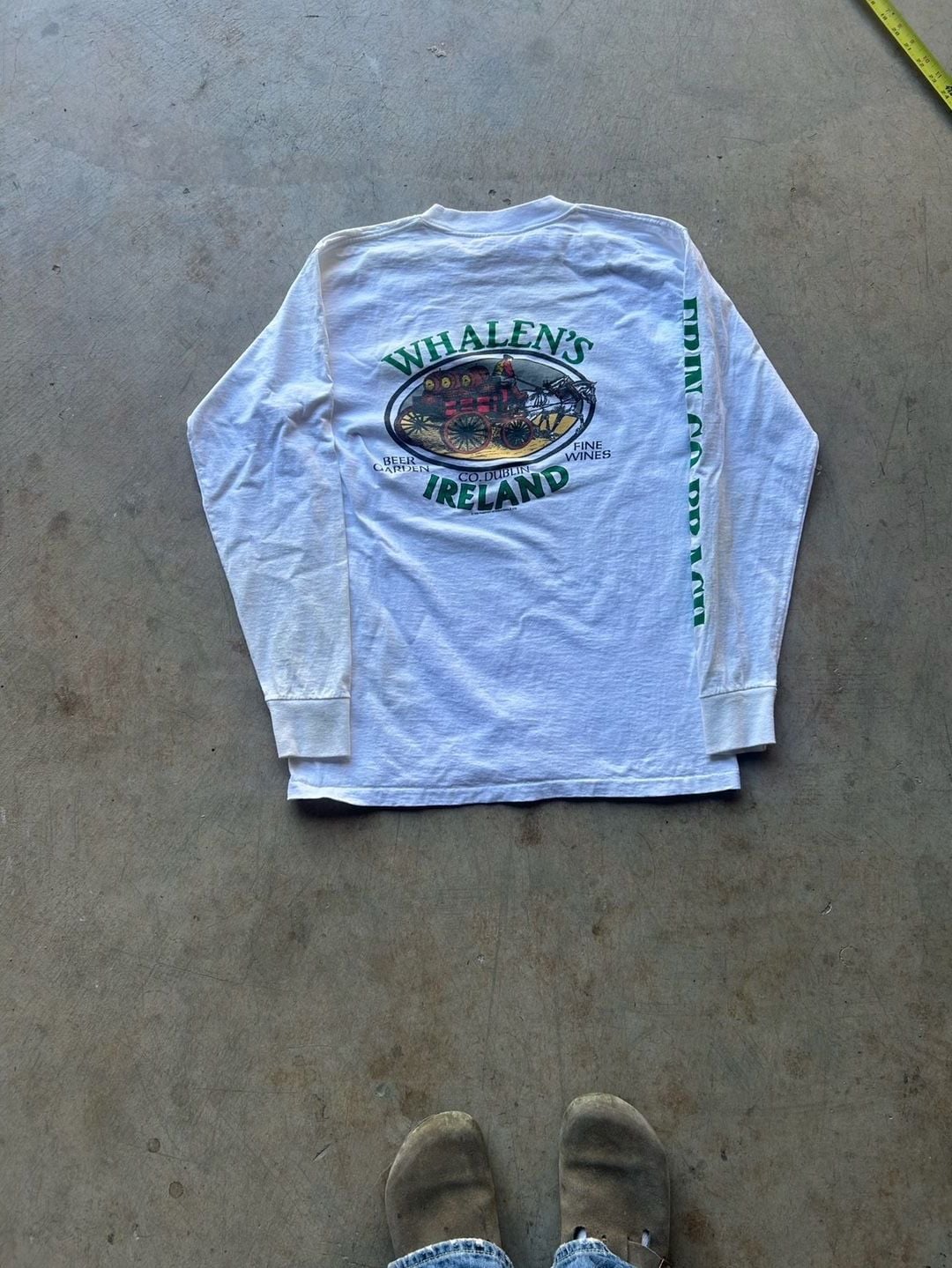Oneita Whalen's Ireland Long Sleeve T-Shirt Size L White Vintage 6