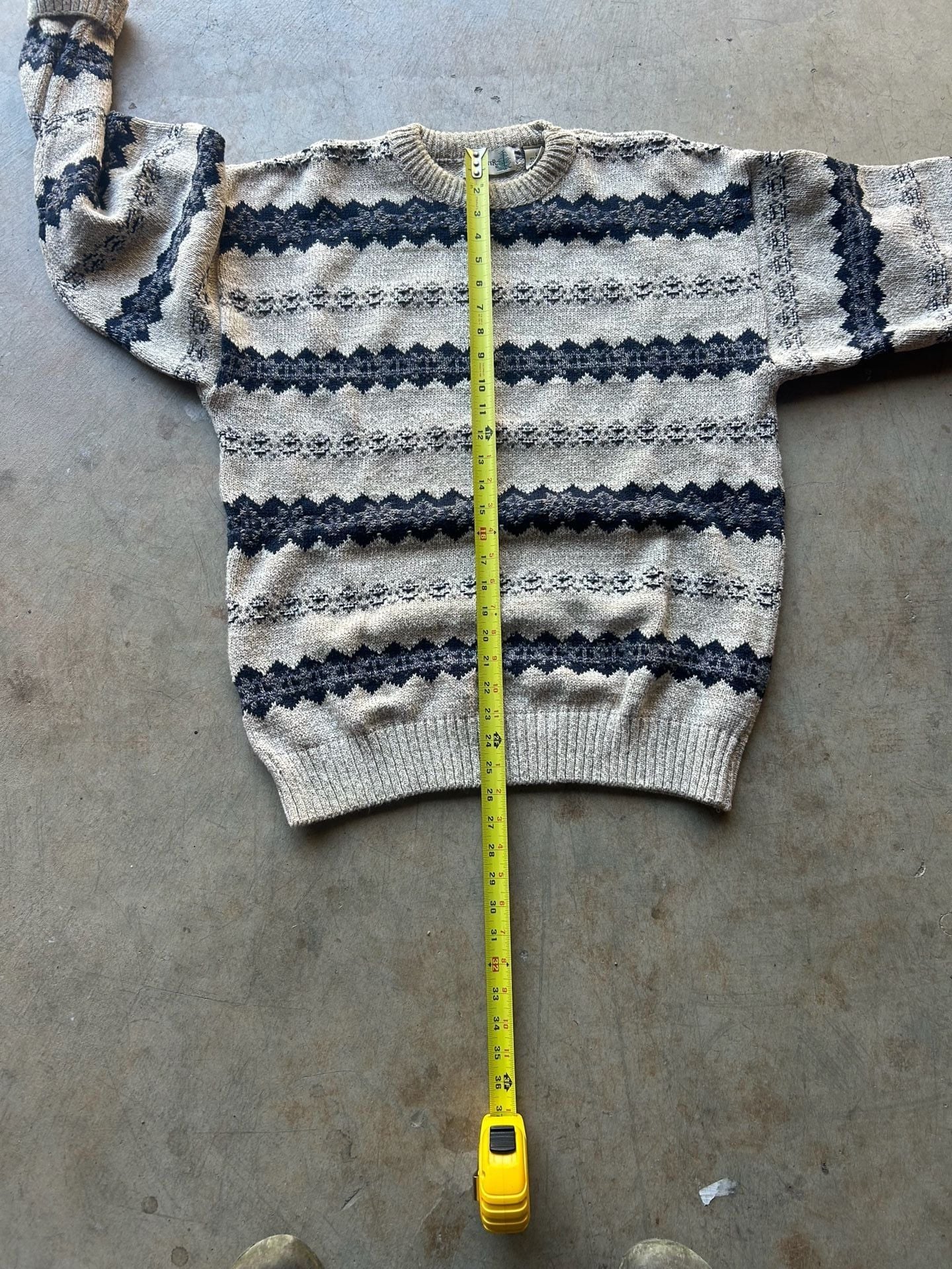 Fieldmaster Fair Isle Sweater Size L Vintage Knit Crewneck Beige Blue 4