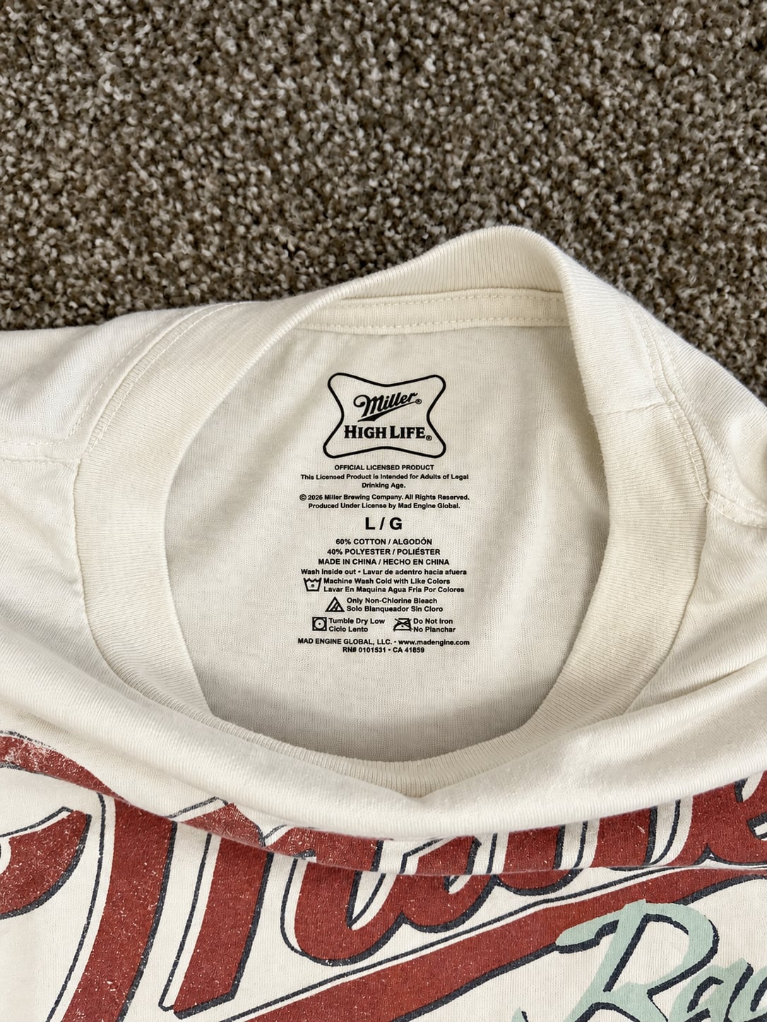 Miller High Life Racing T-Shirt White Graphic Tee, Size L 3