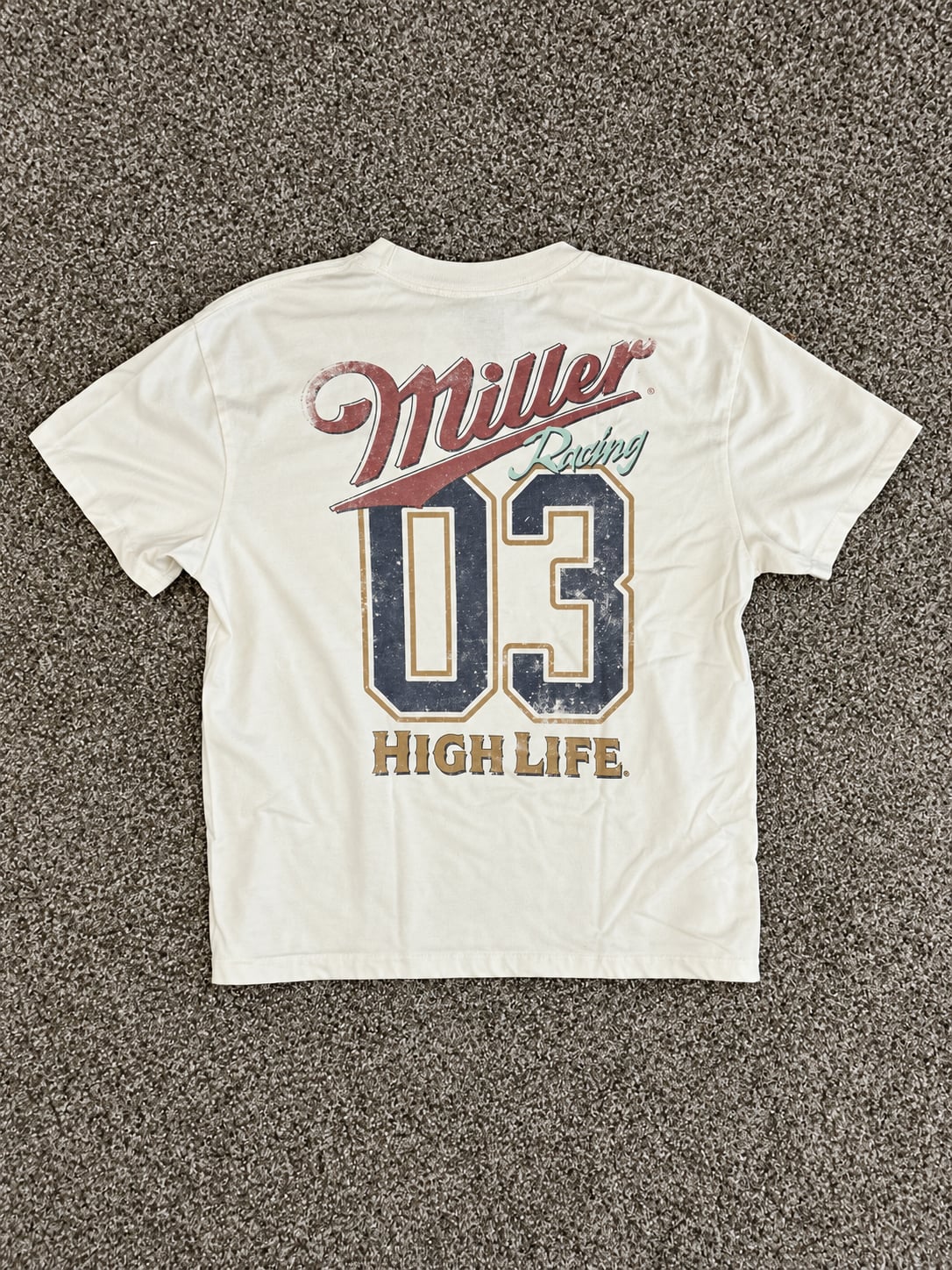 Miller High Life Racing T-Shirt White Graphic Tee, Size L 4