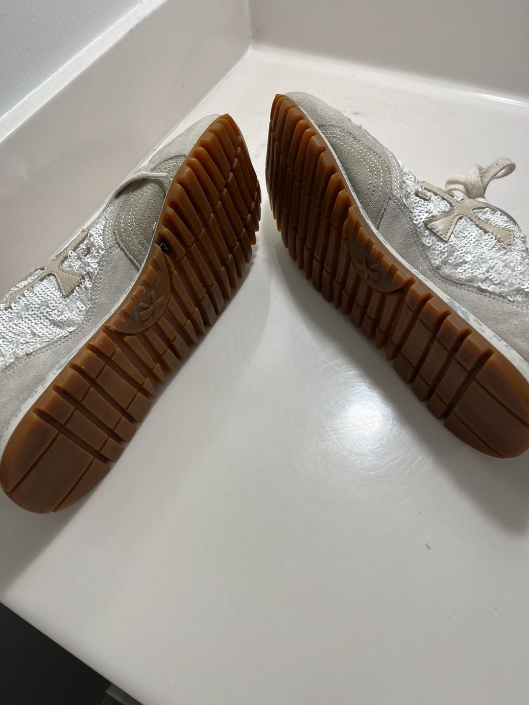 PREMIATA Sequin Sneakers White Silver 10