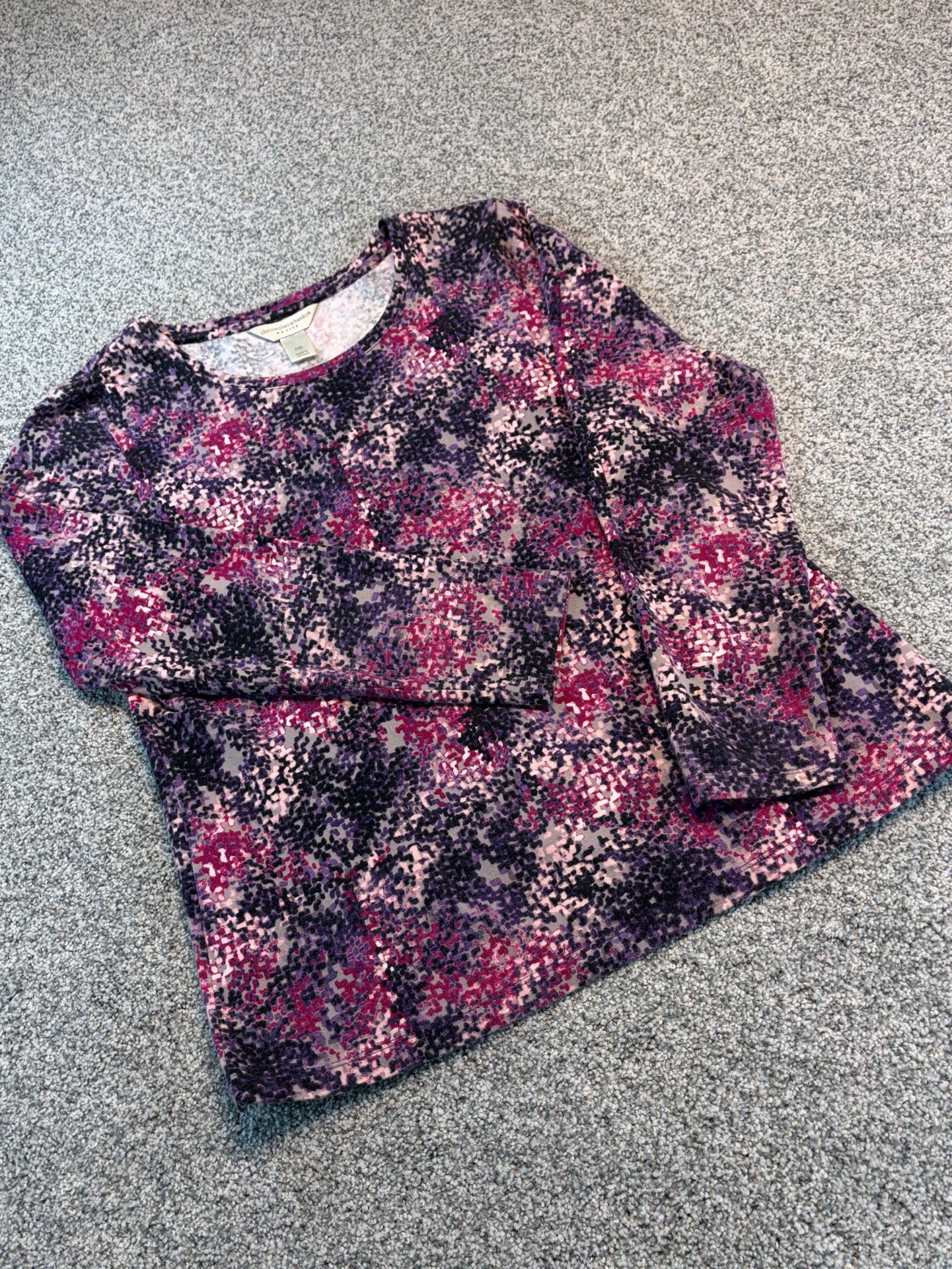 Christopher & Banks Long Sleeve Woman’s Top Size P/M Petite Multi Color Pattern 2