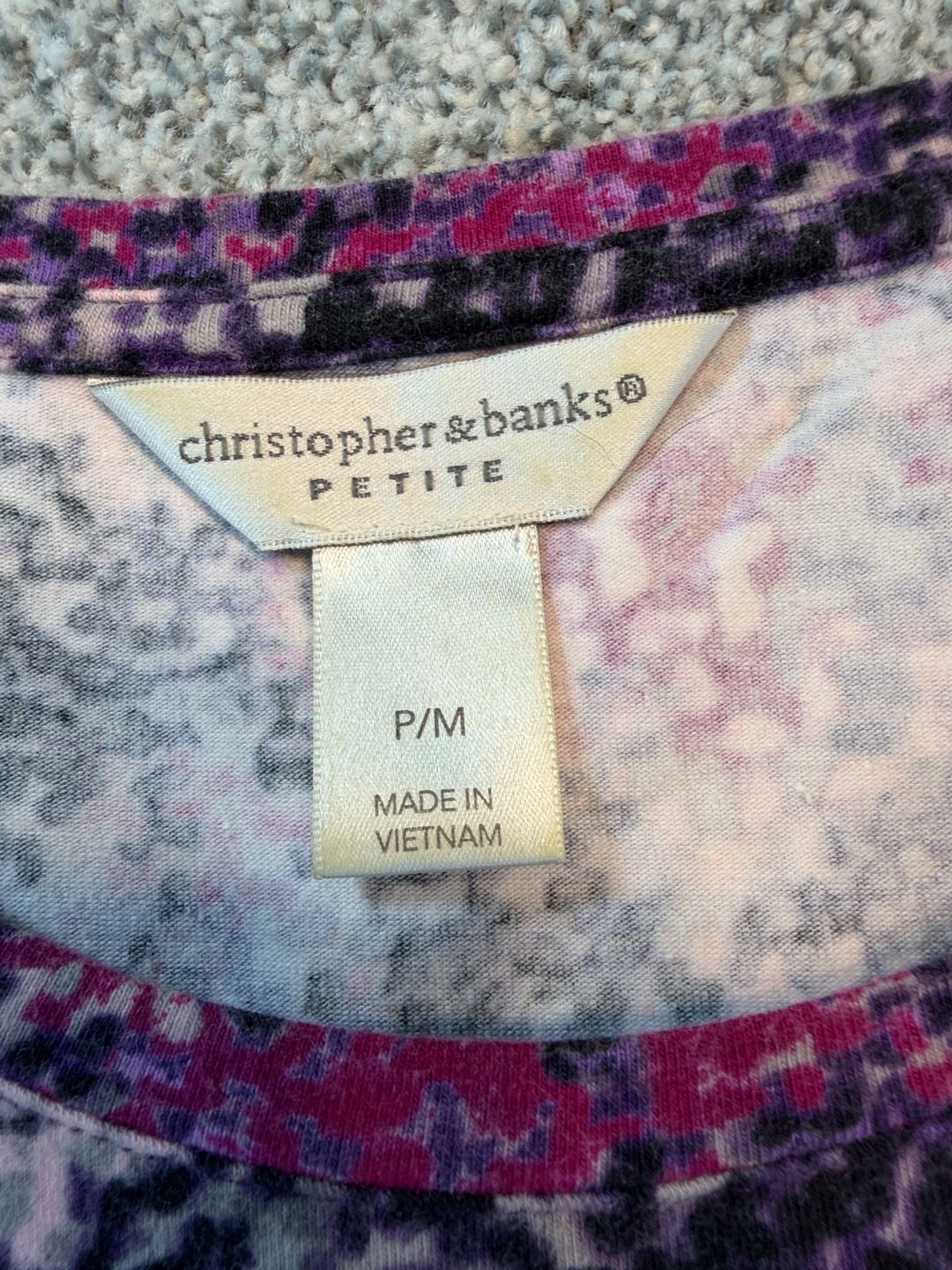 Christopher & Banks Long Sleeve Woman’s Top Size P/M Petite Multi Color Pattern 5