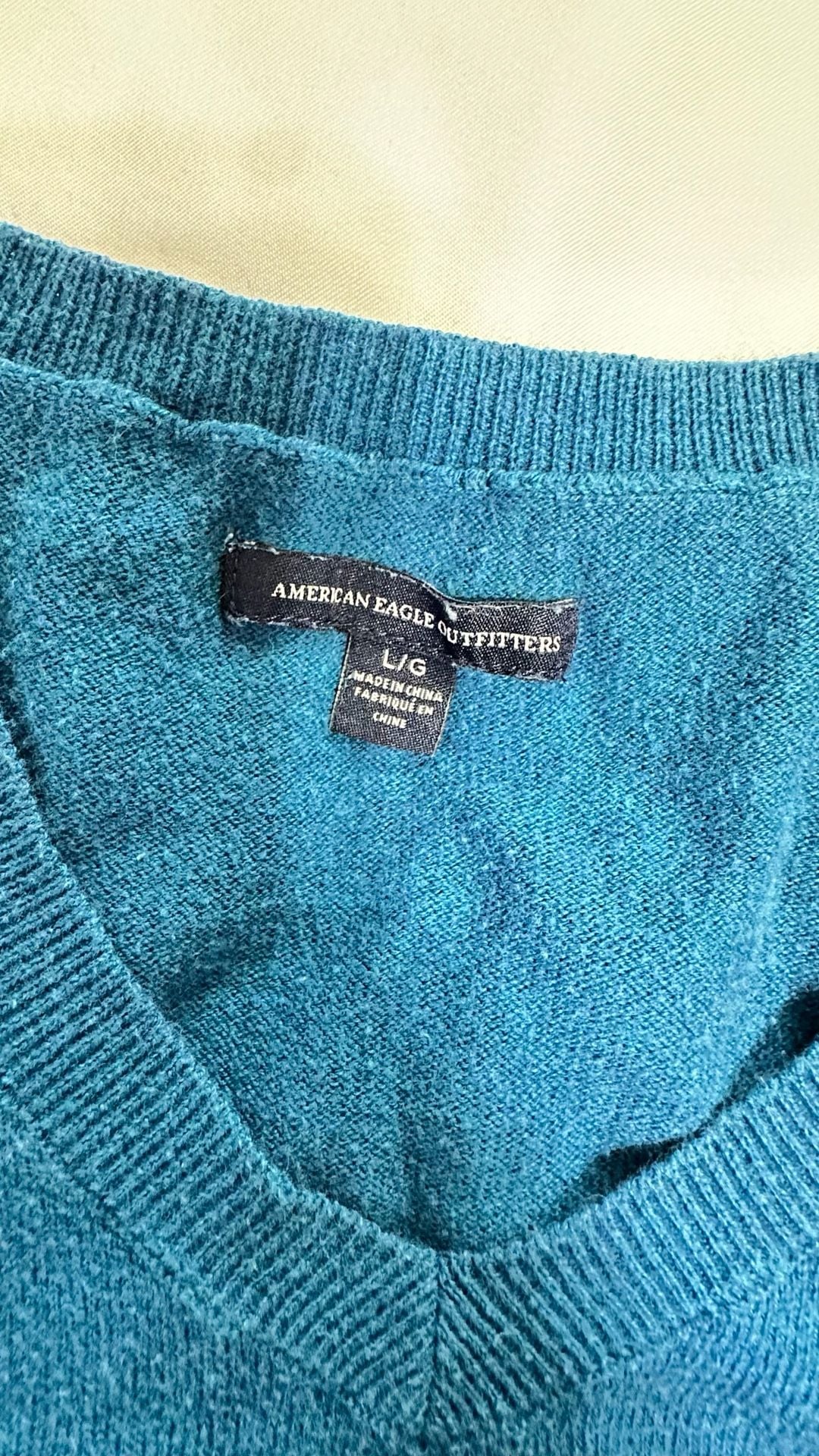 American Eagle Outfitters V-Neck Sweater Size L Blue Pullover 4