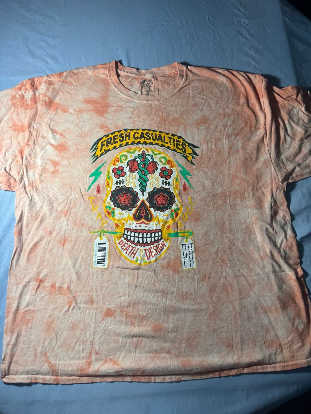Fresh Casualties Graphic T-Shirt Size 3XL Orange Tie Dye 2