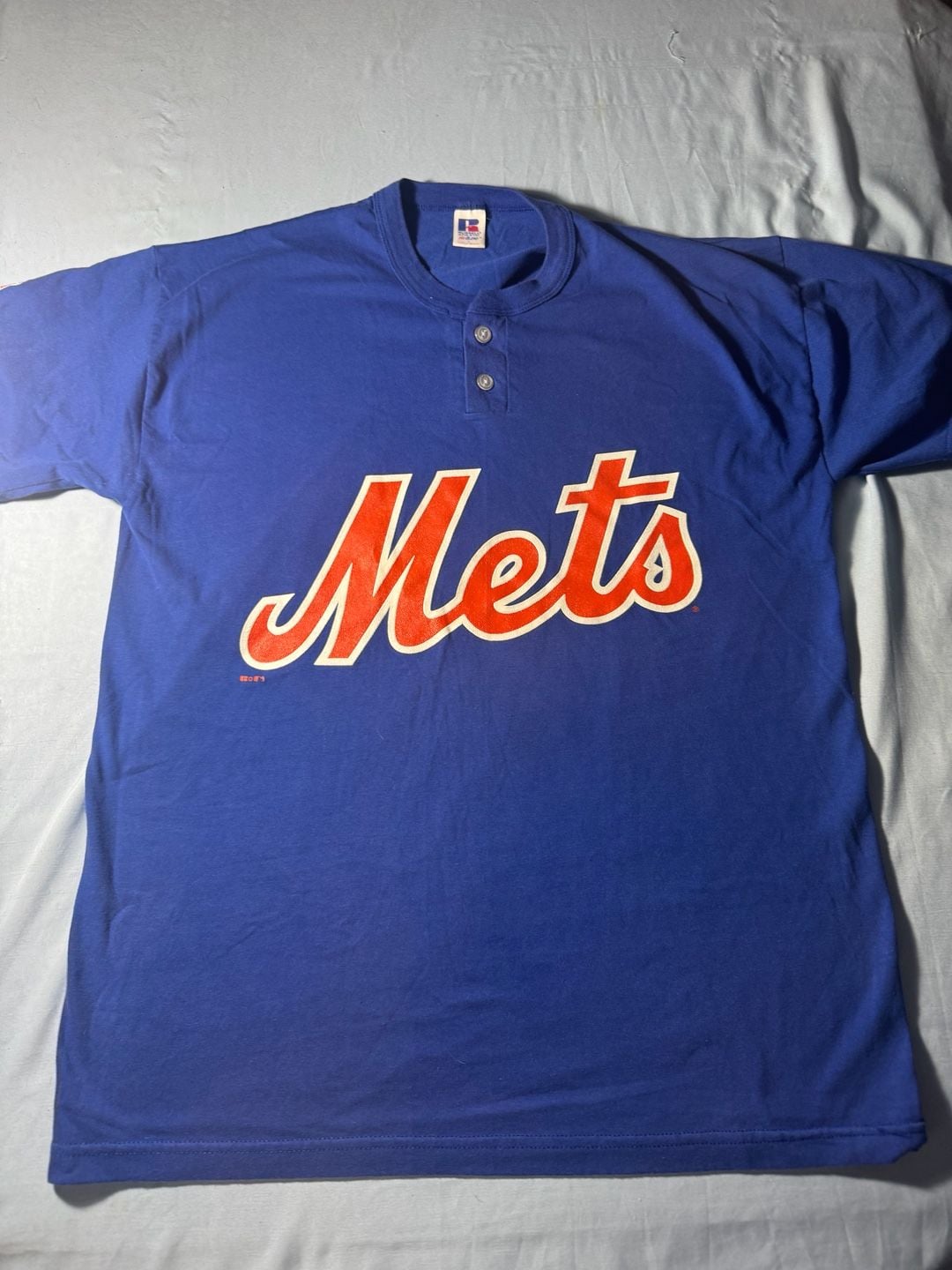 Vintage Russell Athletic New York Mets Henly Shirt Blue 2