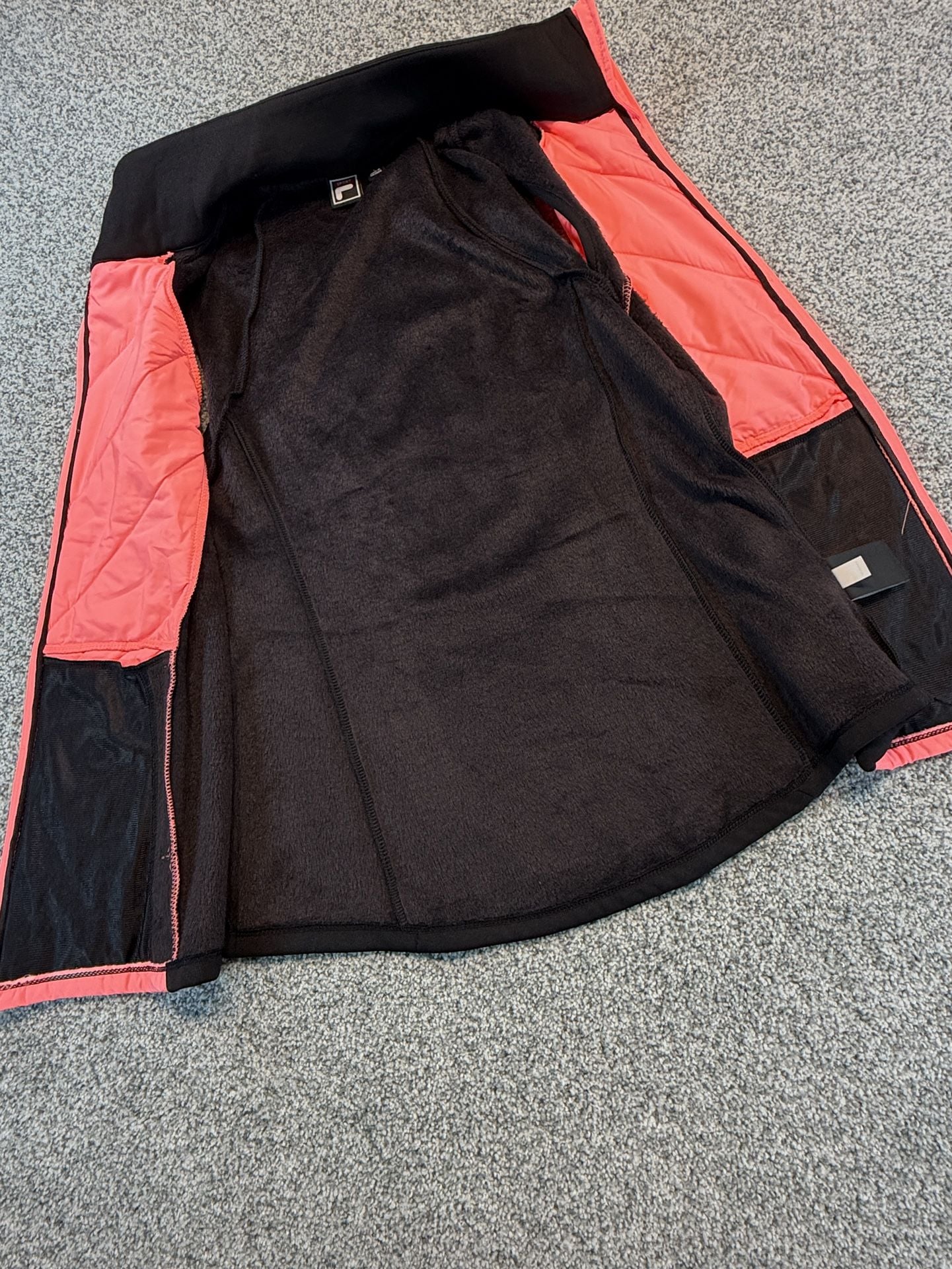 Fila Sport Quilted Women’s Vest Size L Black Coral Full Zip 7