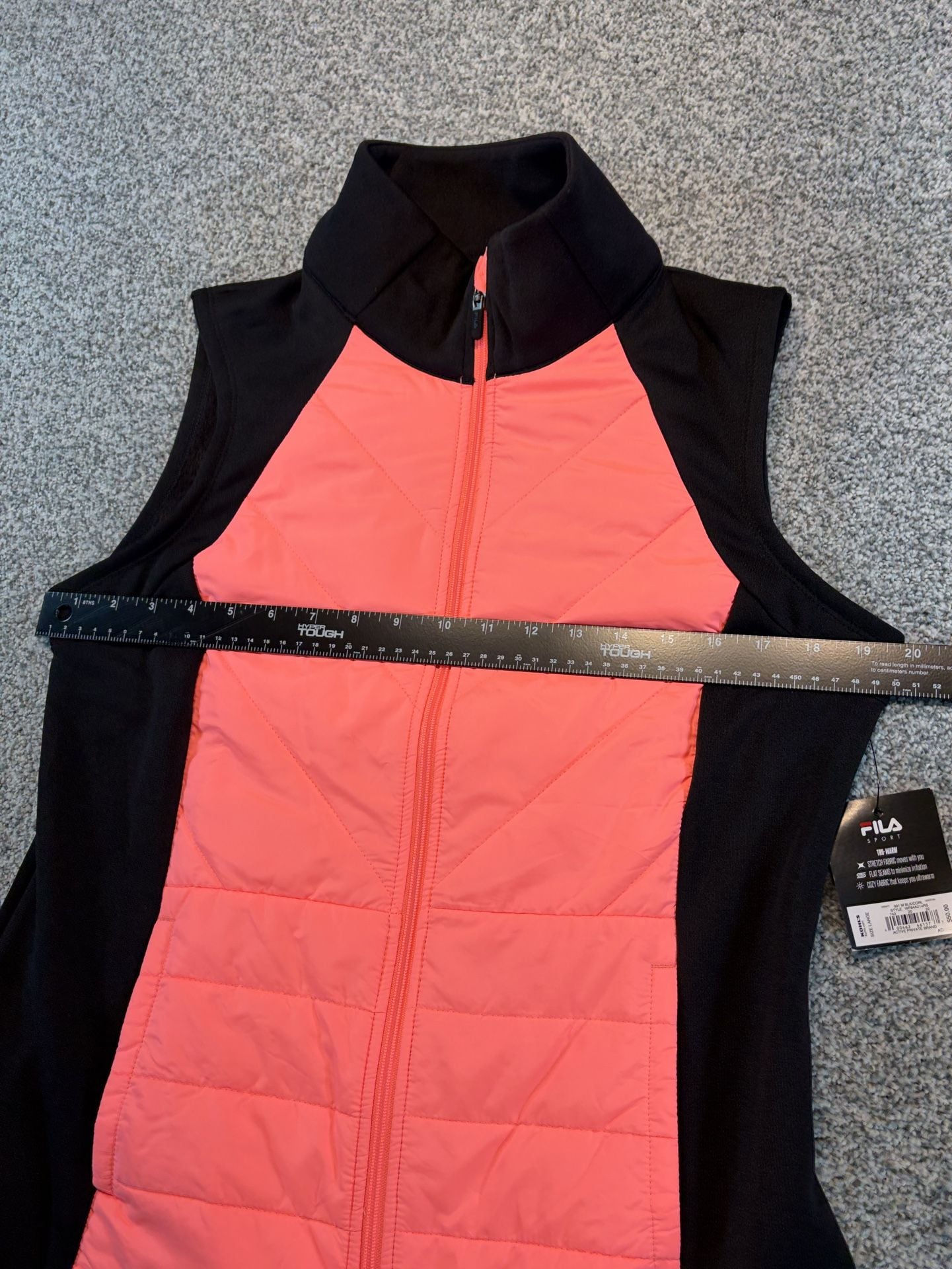Fila Sport Quilted Women’s Vest Size L Black Coral Full Zip 9