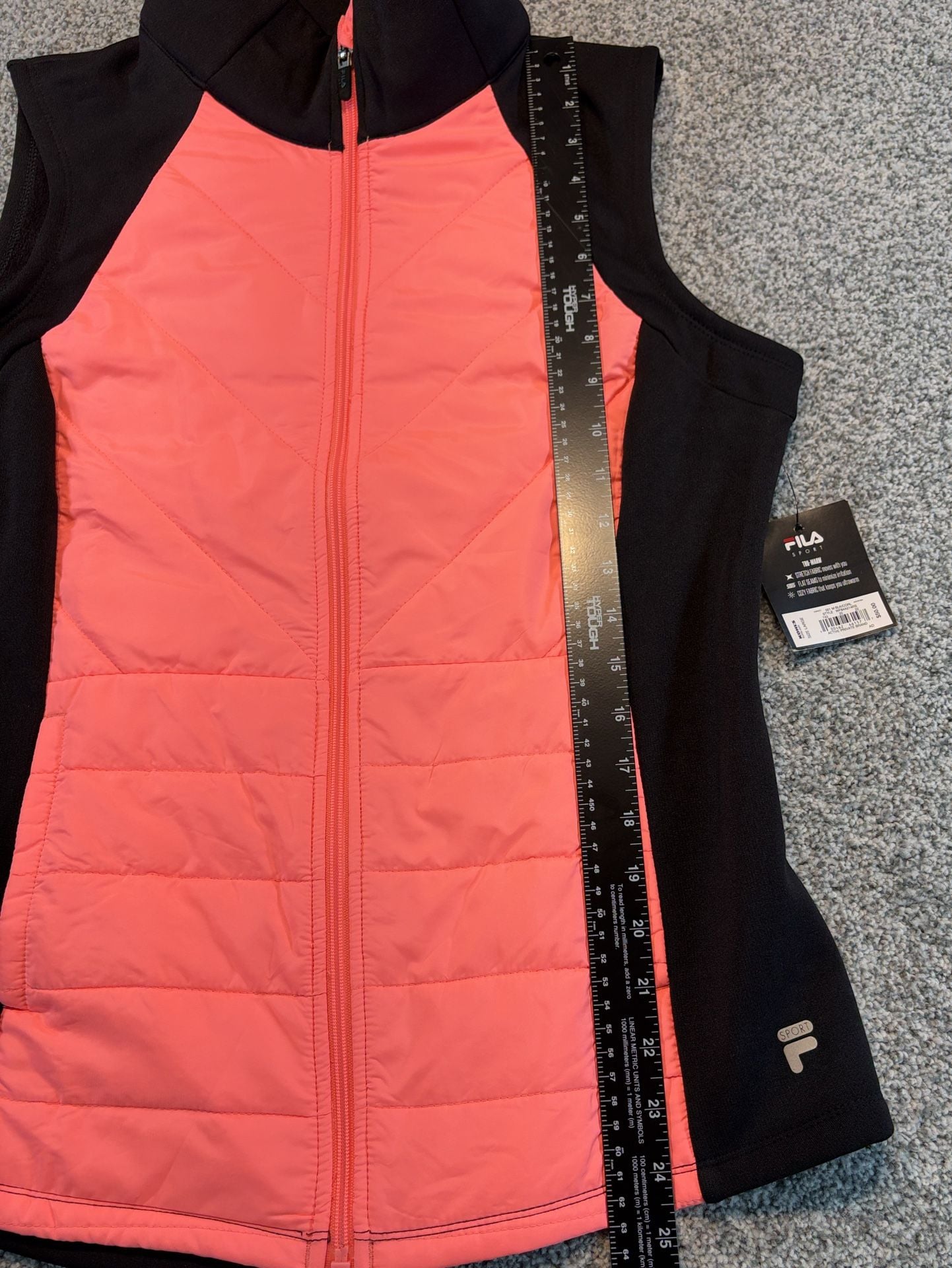 Fila Sport Quilted Women’s Vest Size L Black Coral Full Zip 10