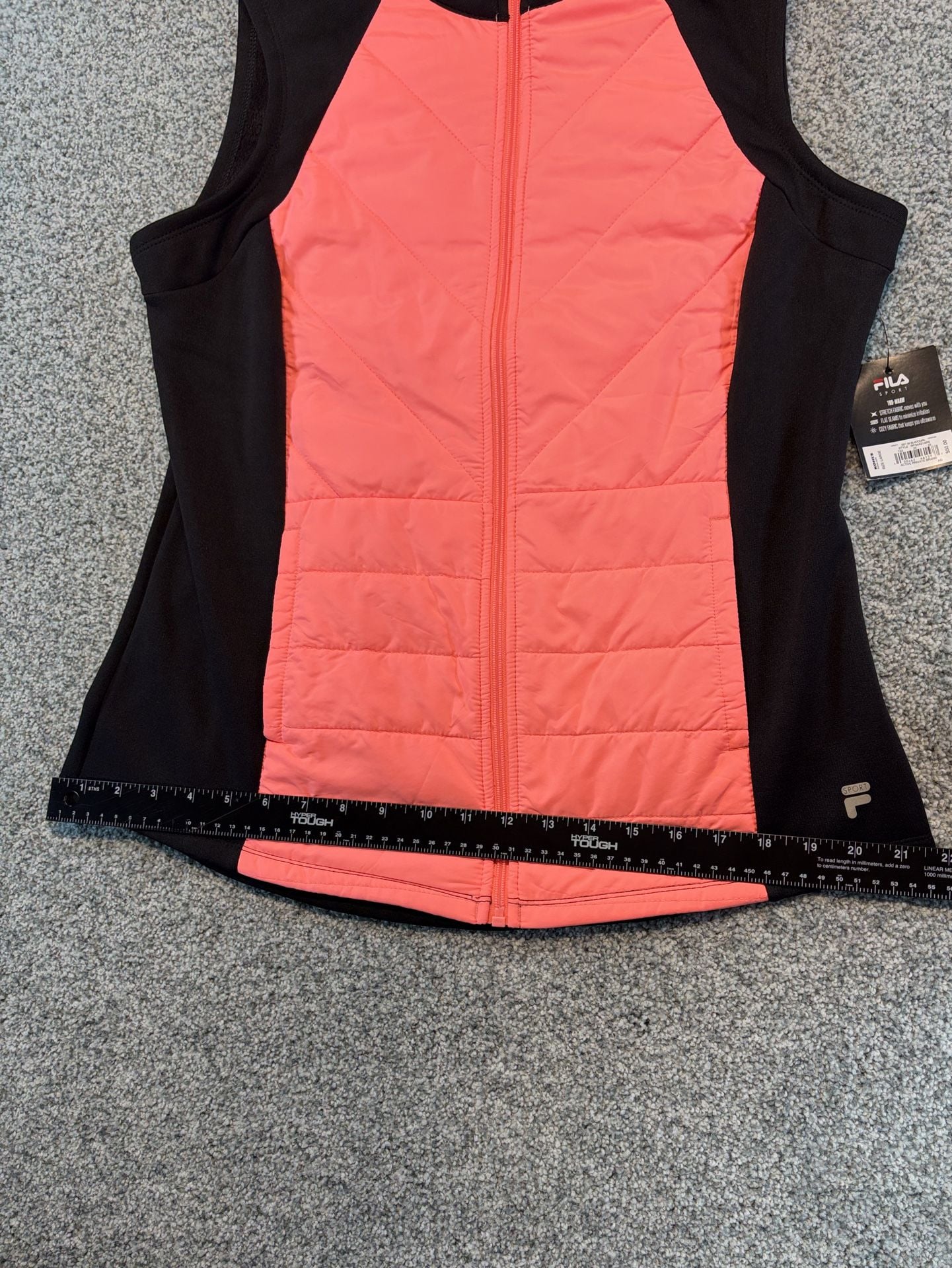 Fila Sport Quilted Women’s Vest Size L Black Coral Full Zip 11