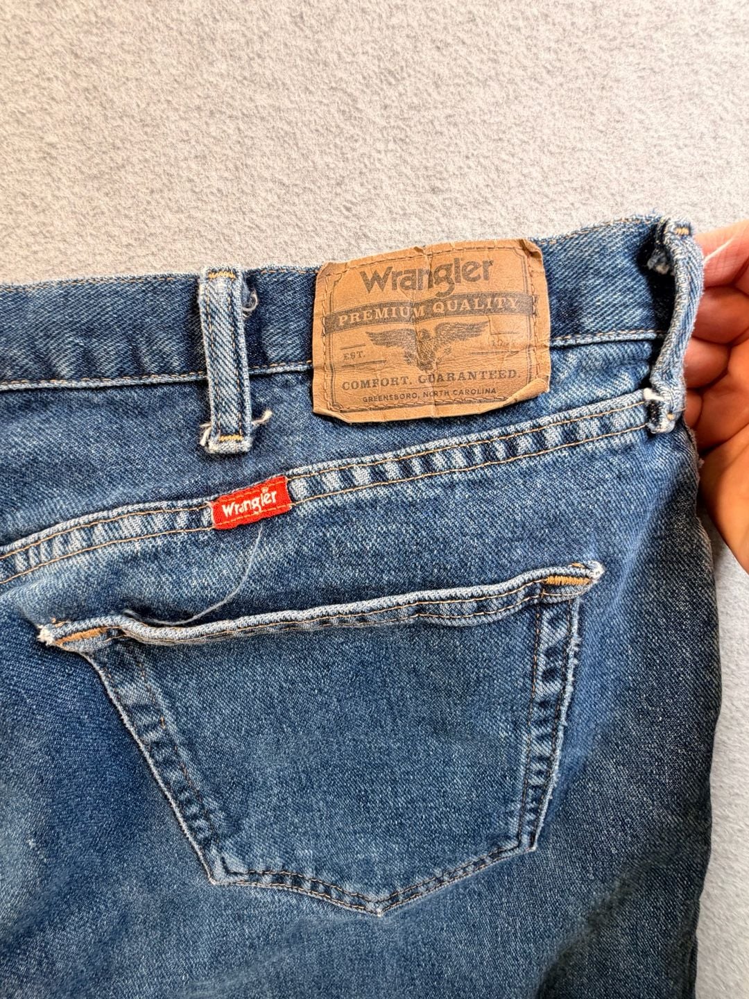 Wrangler Regular Fit Jeans 40x30 Straight Leg Blue Denim 9
