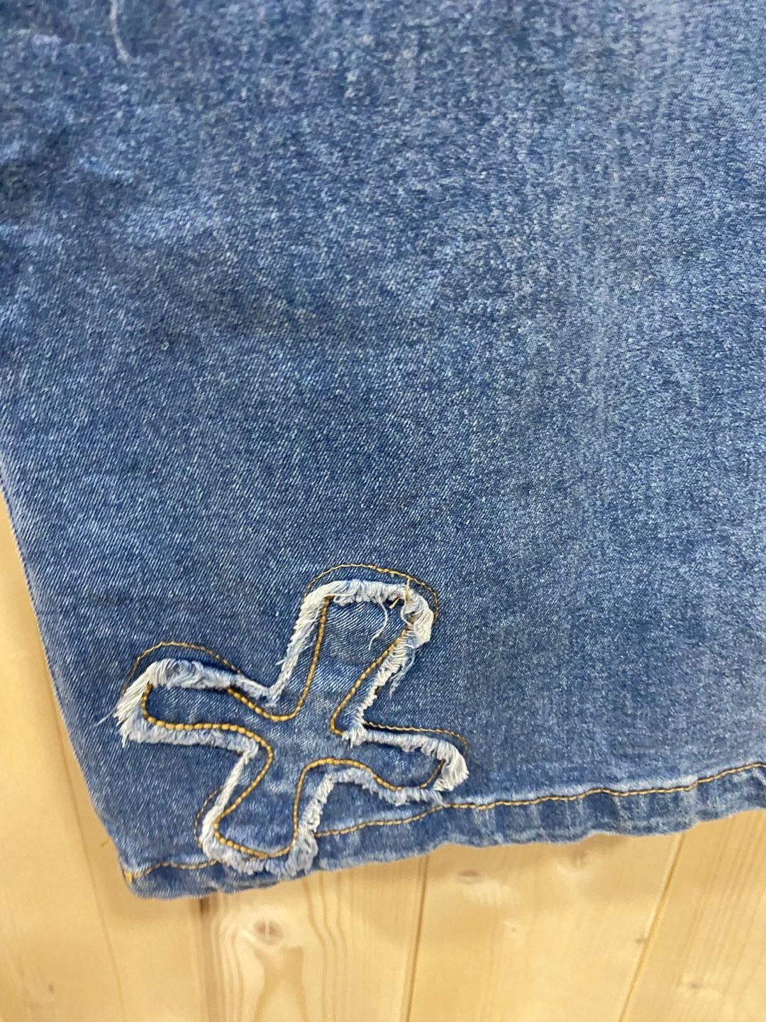 New!!Denim Cross Patch Strapless Jumpsuit Cargo Pants size large 3