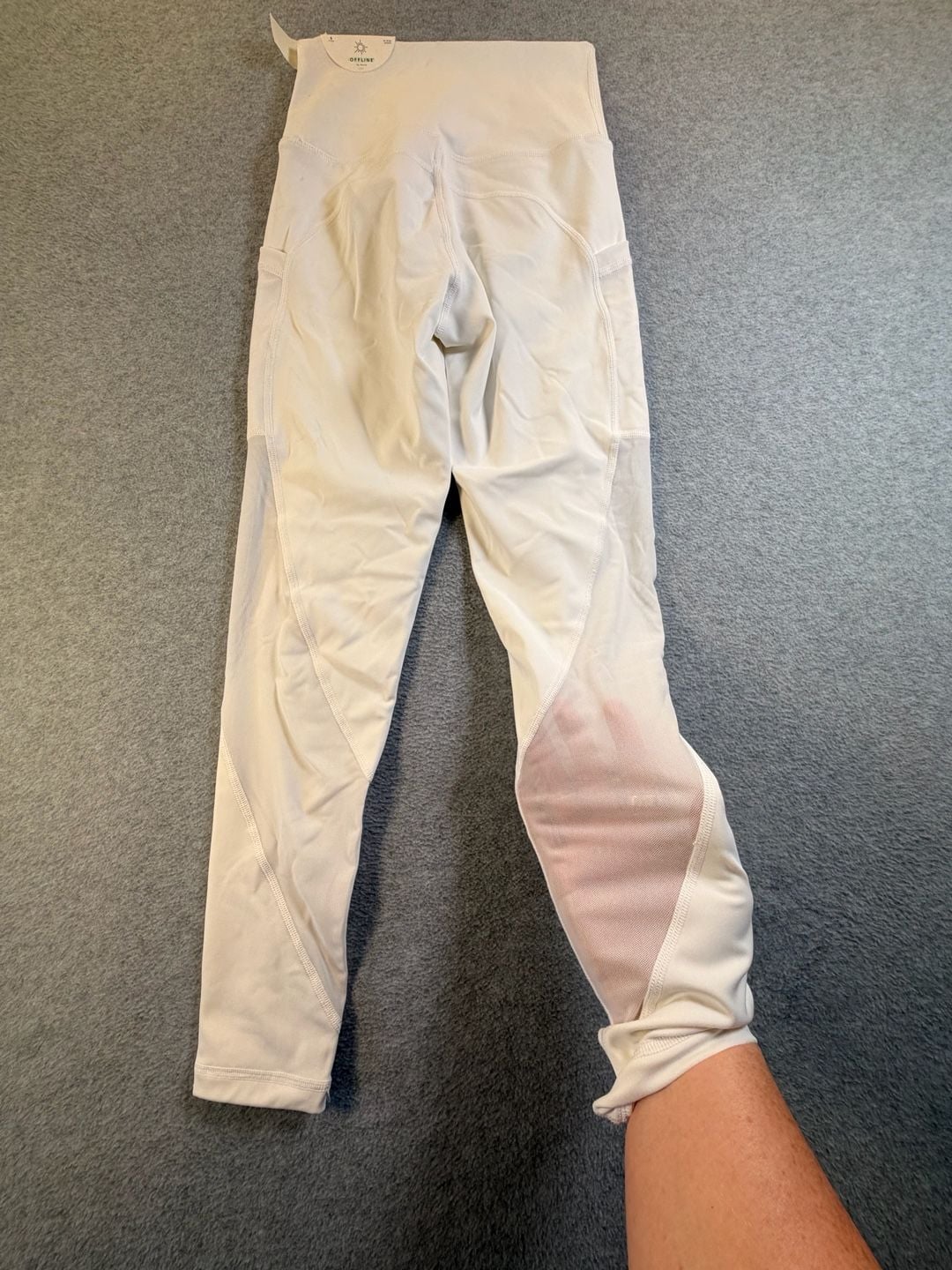 Offline By Aerie Leggings Size S Short White Mesh Panel High Rise 6