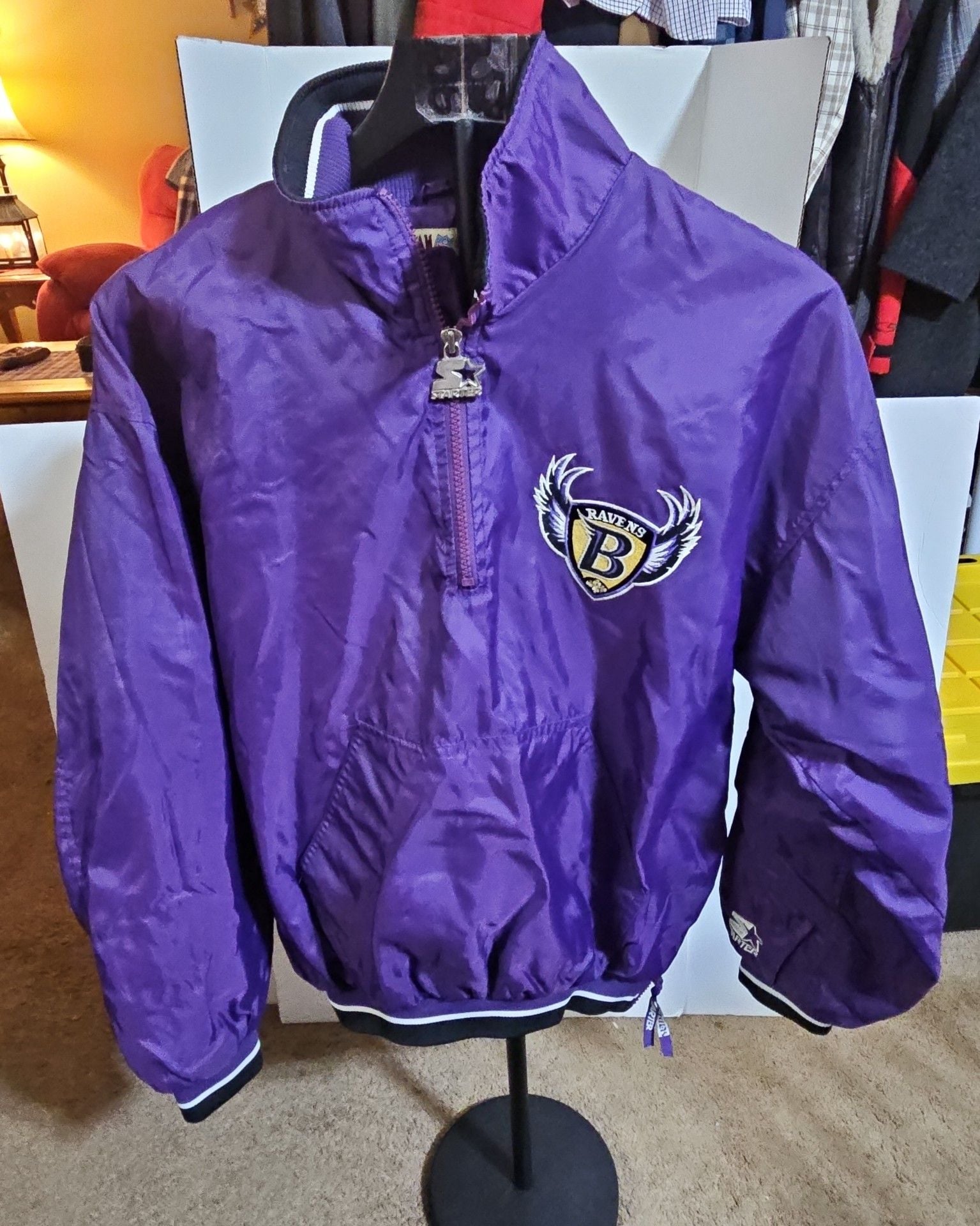 Starter Baltimore Ravens Half Zip Pullover Jacket Size M Vintage NFL 2