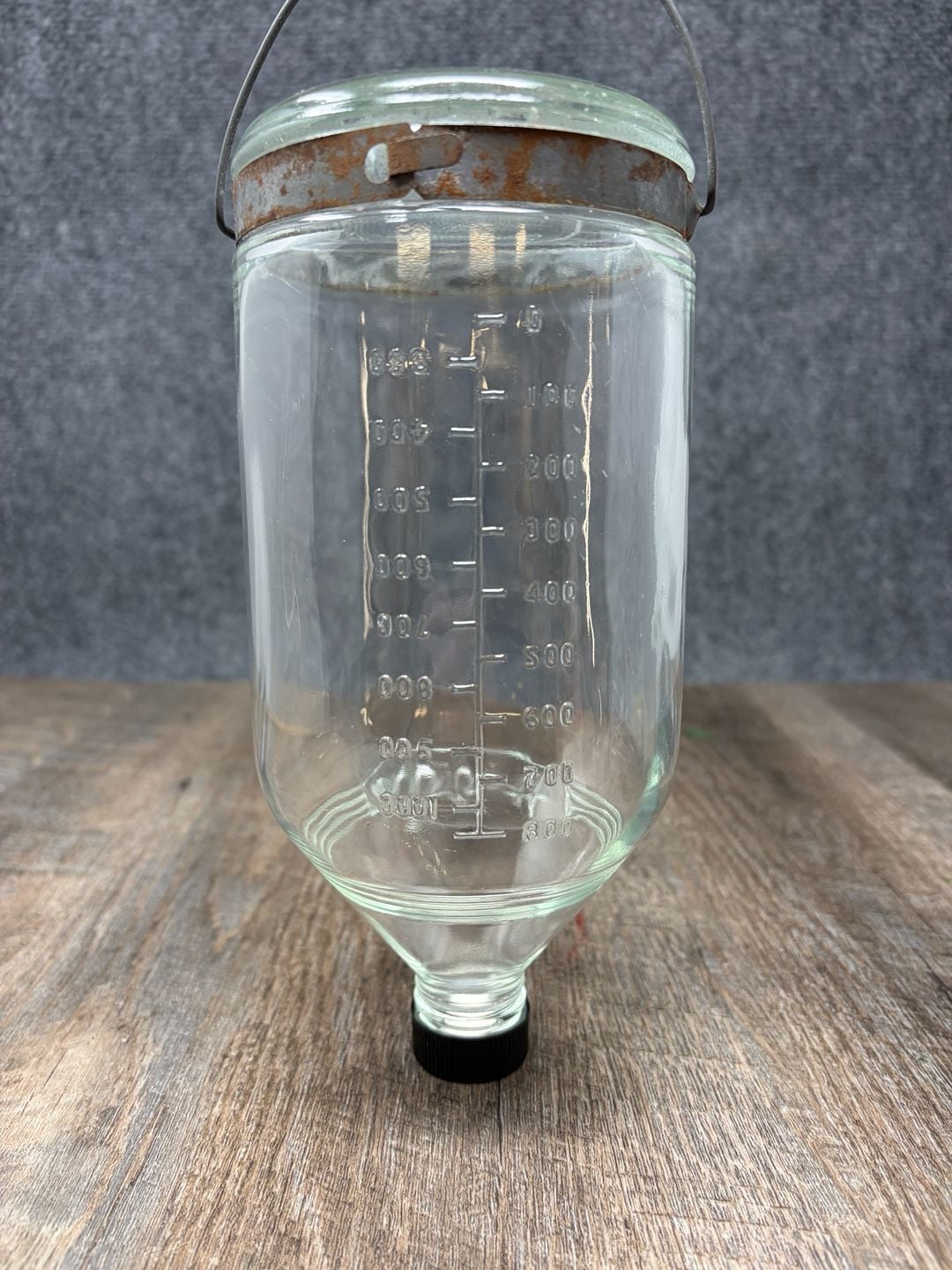 Abbott Laboratories Vintage large Glass IV Bottle Graduated With Wire Handle 1