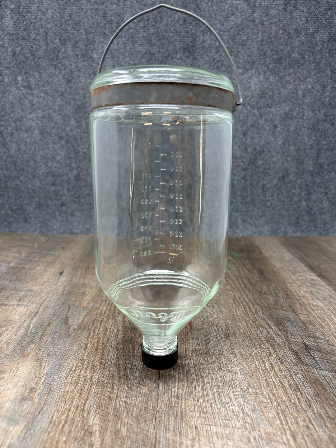 Abbott Laboratories Vintage large Glass IV Bottle Graduated With Wire Handle 2