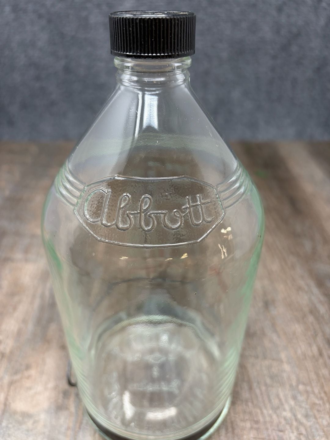 Abbott Laboratories Vintage large Glass IV Bottle Graduated With Wire Handle 5