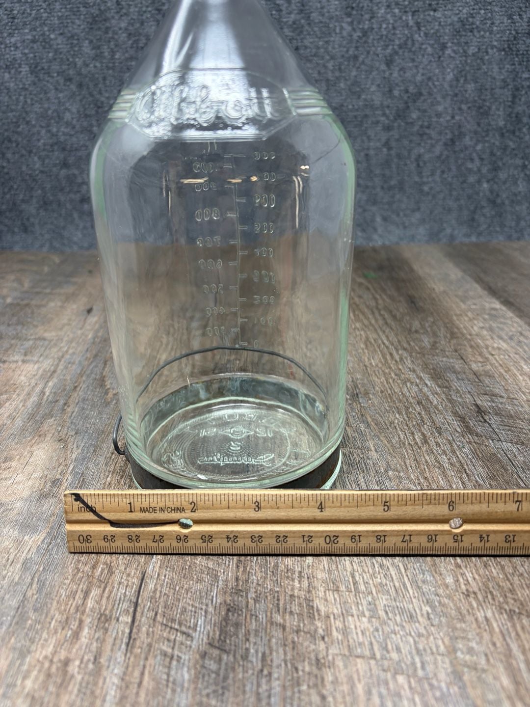 Abbott Laboratories Vintage large Glass IV Bottle Graduated With Wire Handle 6