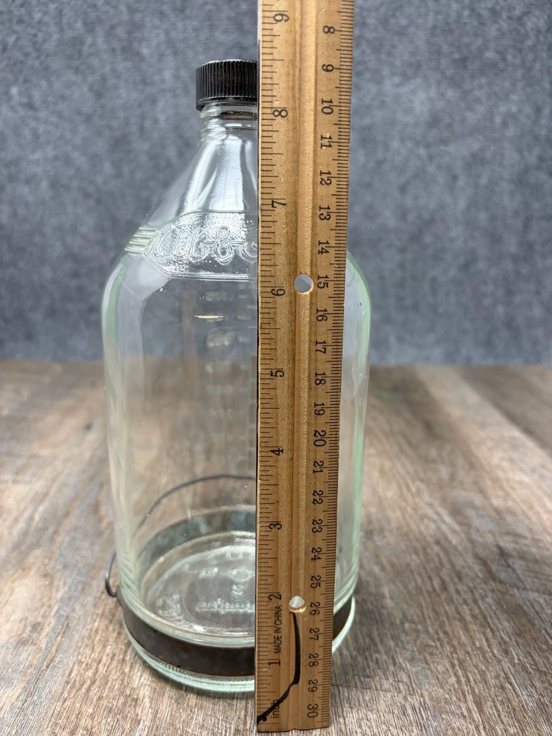 Abbott Laboratories Vintage large Glass IV Bottle Graduated With Wire Handle 7