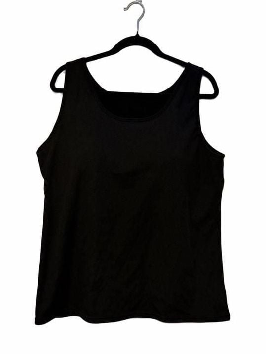 Built-In Bra Tank Top Size 4XL Black Ribbed 2
