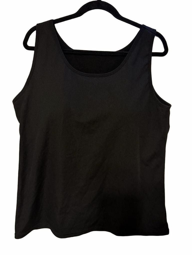 Built-In Bra Tank Top Size 4XL Black Ribbed 3